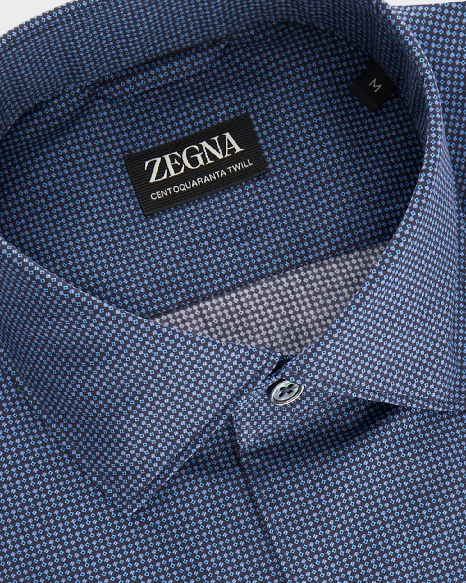 Zegna Blue Micropattern Centoquatra Twill Shirt^ Casual Shirts