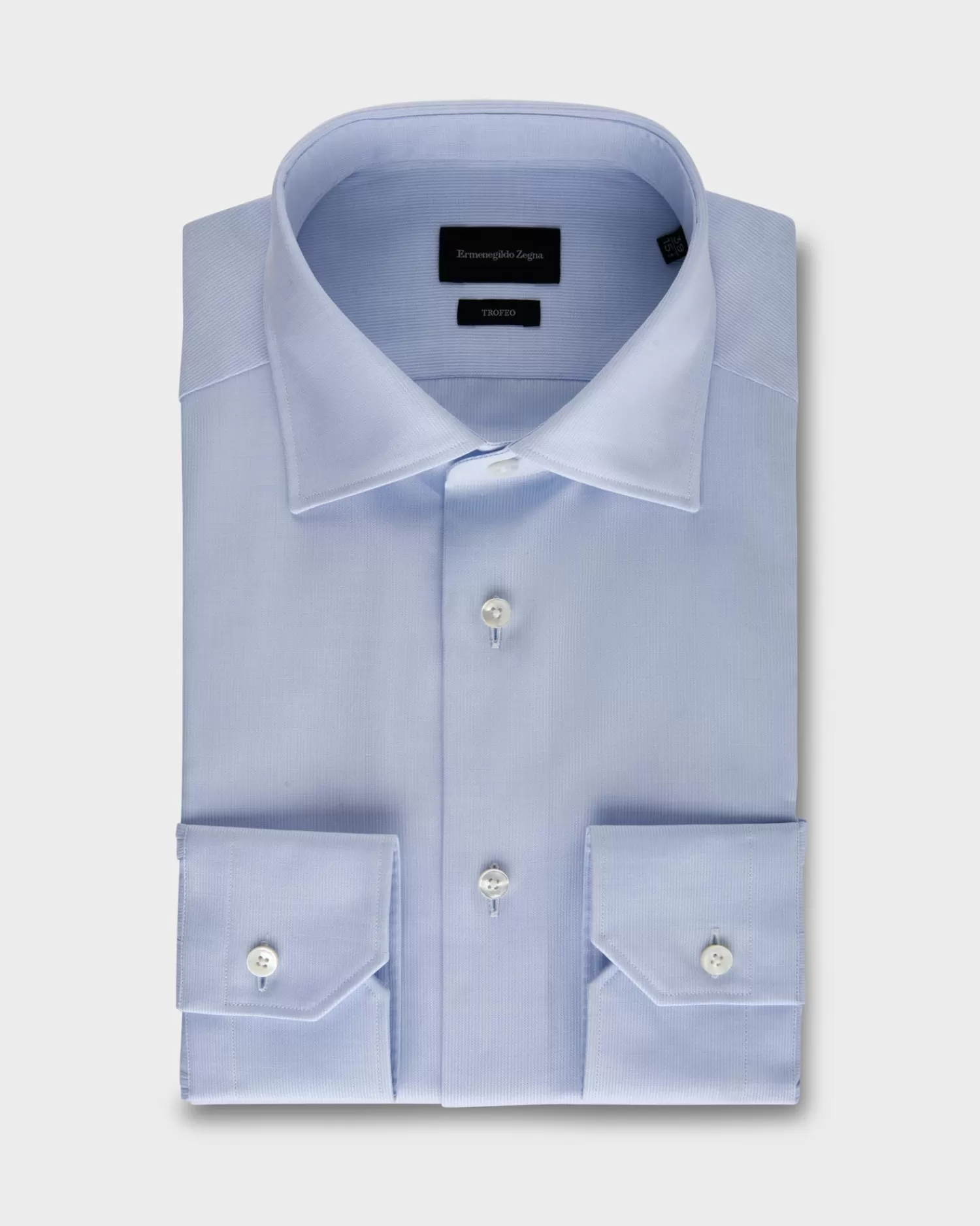 Ermenegildo Zegna Blue Microstructured Trofeo Cotton Shirt^ Business Shirts