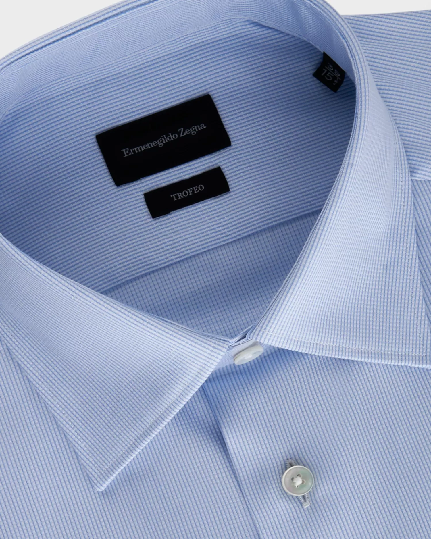 Ermenegildo Zegna Blue Microstructured Trofeo Cotton Shirt^ Business Shirts