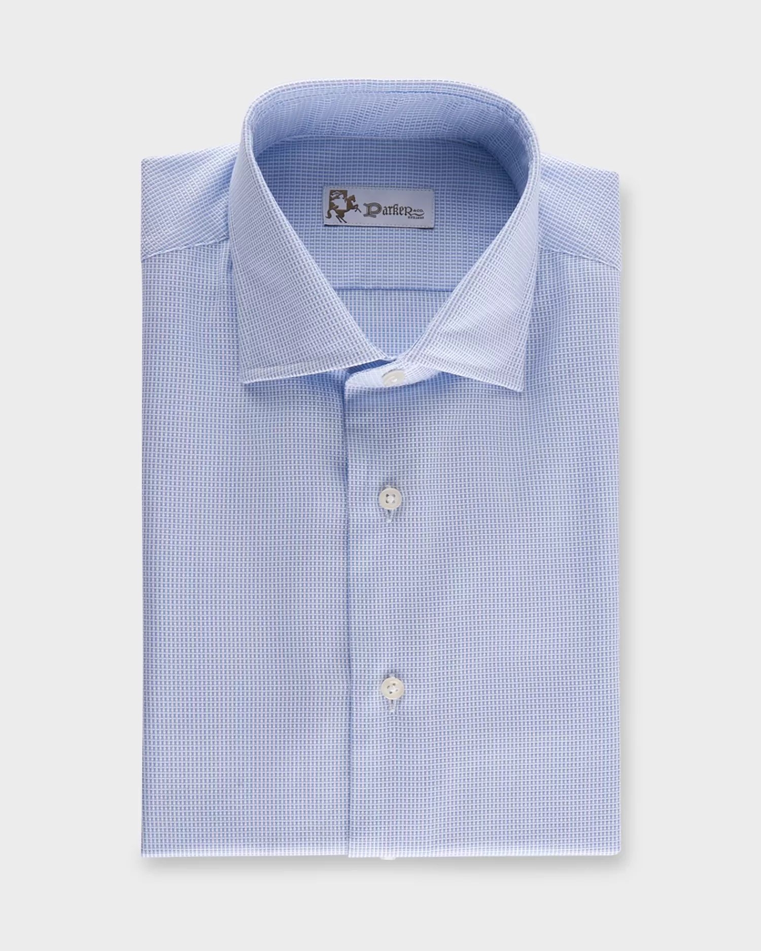 * Blue Microtexture Cotton Shirt^ Business Shirts