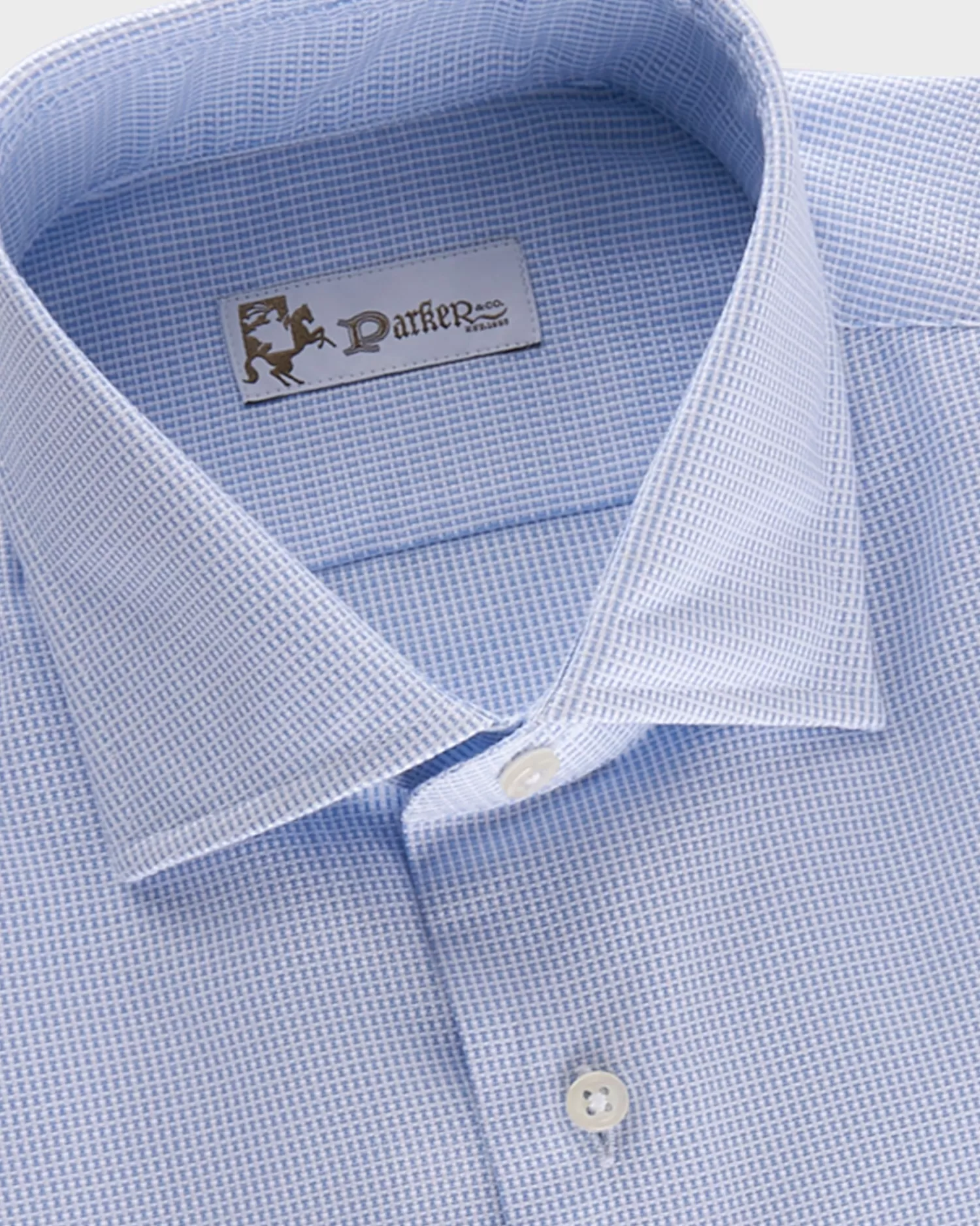 * Blue Microtexture Cotton Shirt^ Business Shirts