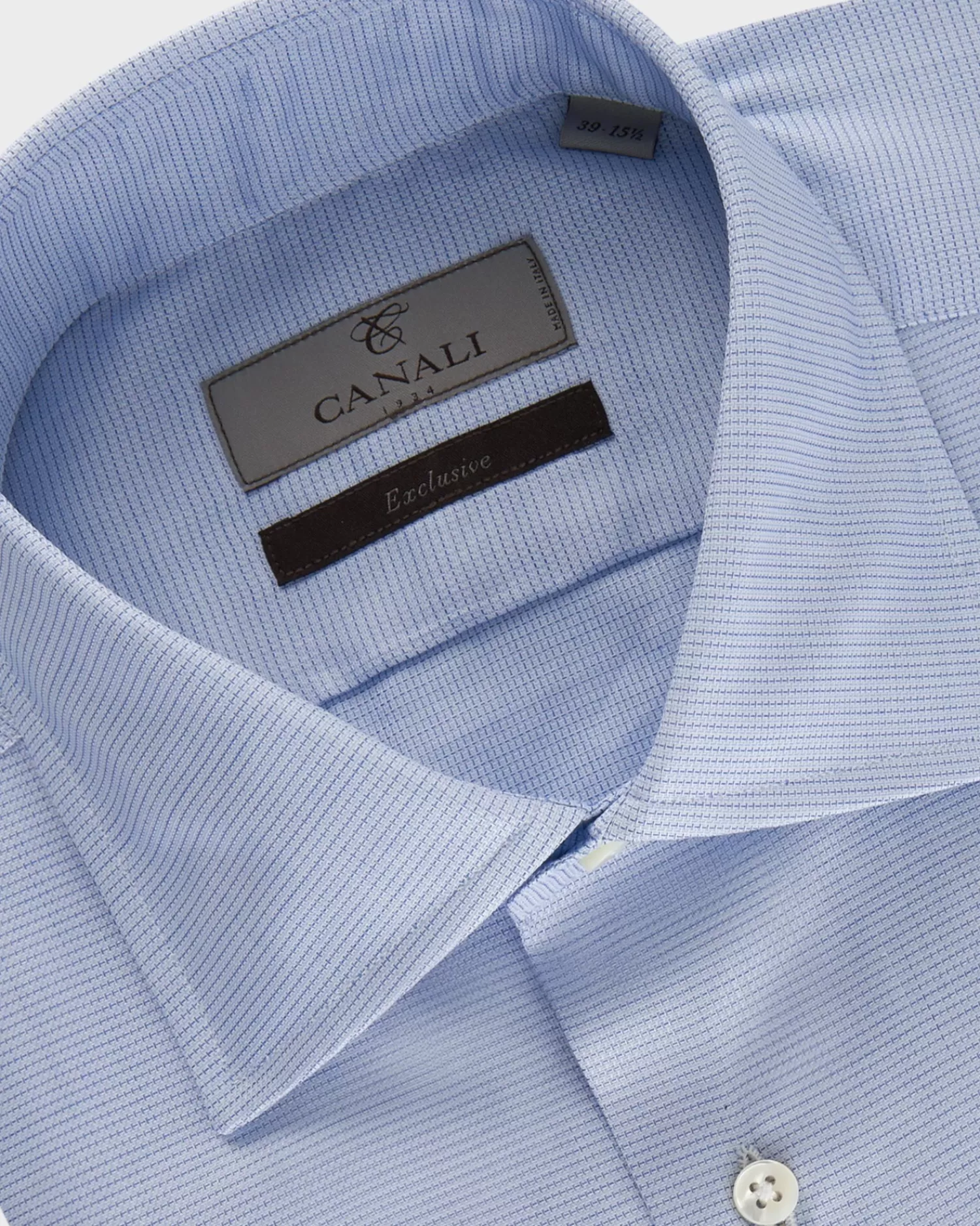 Canali Blue Microtexture Exclusive Cotton Shirt^ Business Shirts