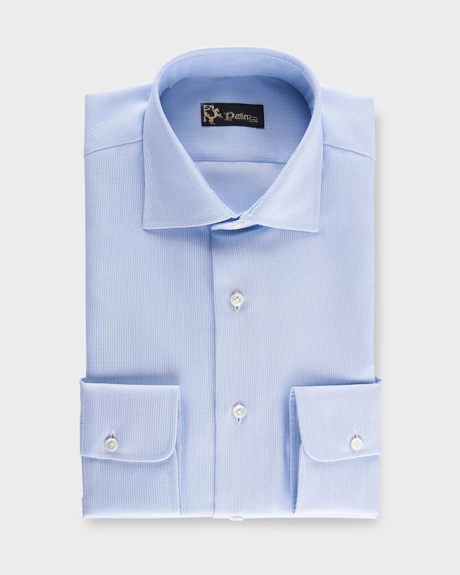 * Blue Microtexture Tailored Cotton Shirt^ Business Shirts