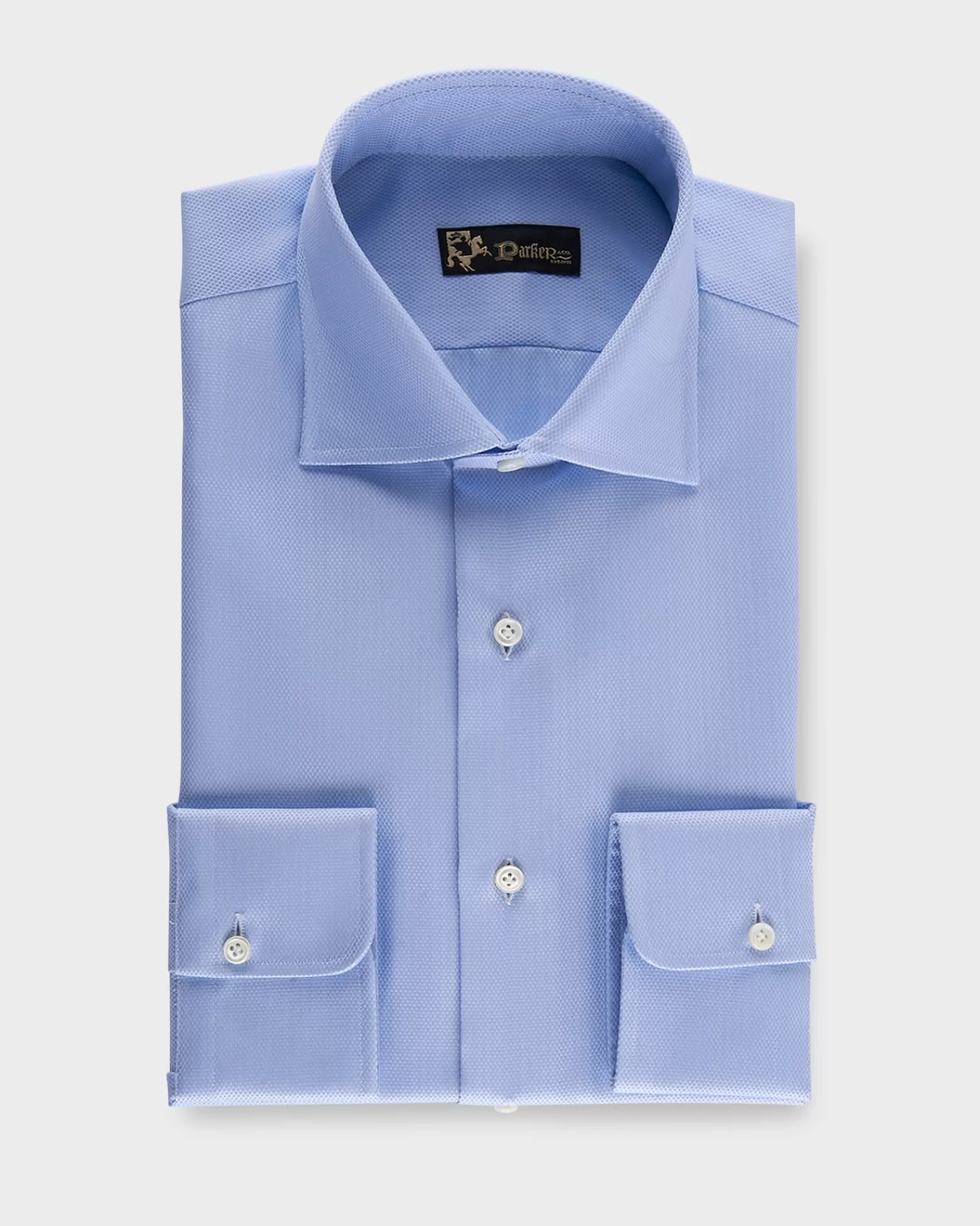 * Blue Microtexture Tailored Cotton Shirt^ Business Shirts