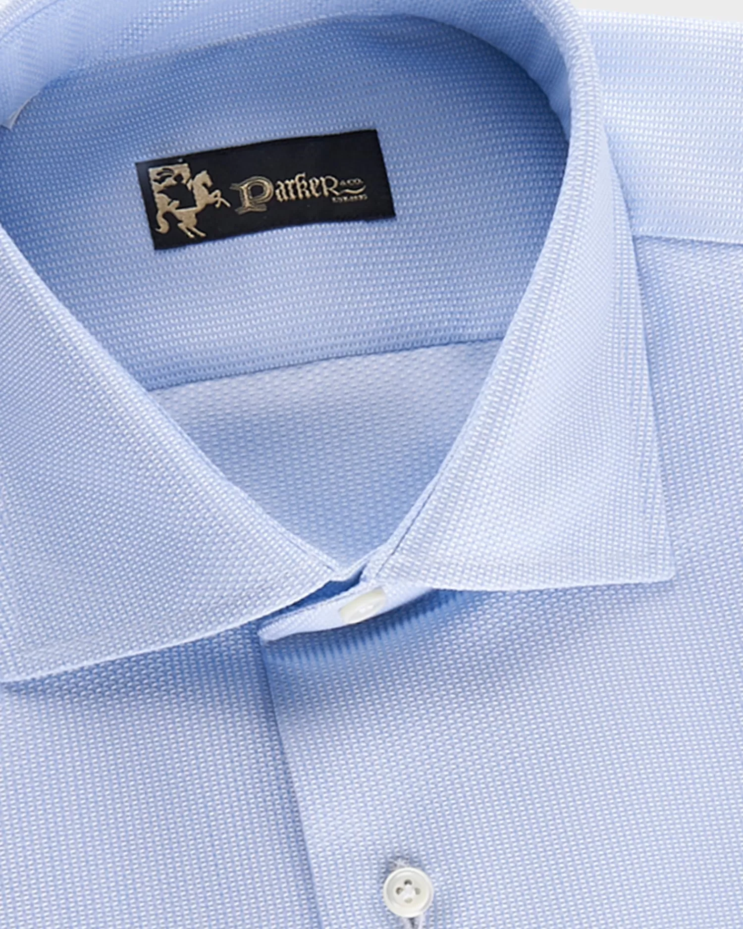 * Blue Microtexture Tailored Cotton Shirt^ Business Shirts