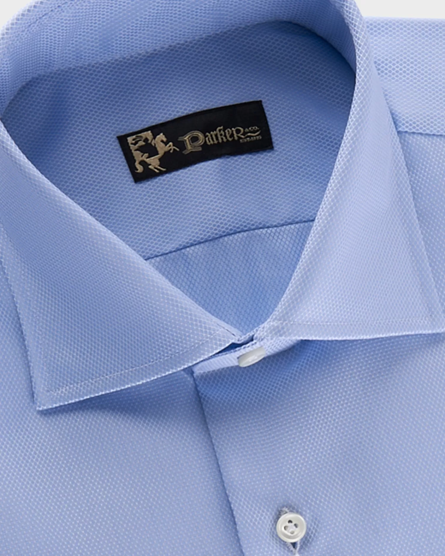 * Blue Microtexture Tailored Cotton Shirt^ Business Shirts