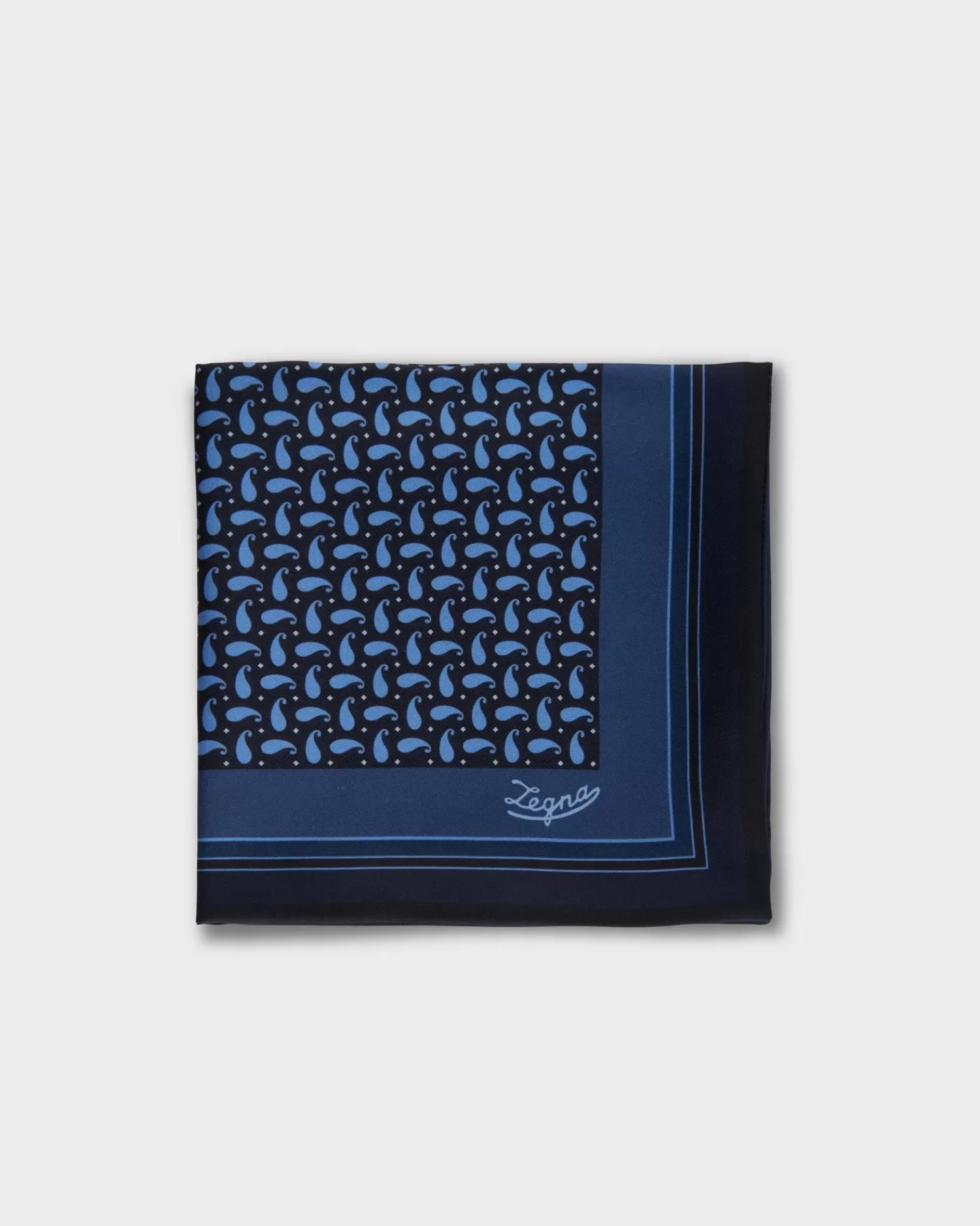 Ermenegildo Zegna Blue Paisley Pocket Square^ Pocket Squares