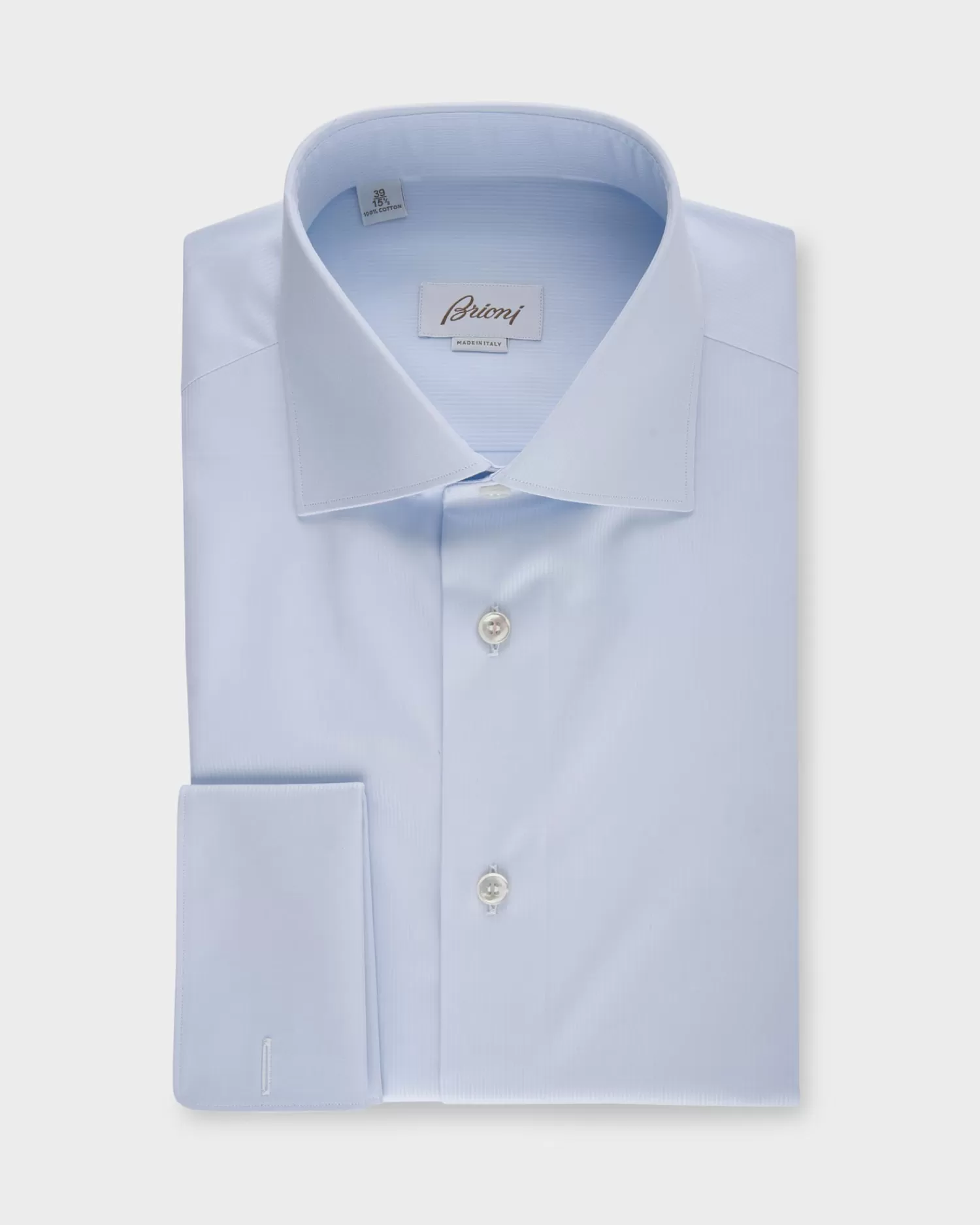 Brioni Blue Self Stripe French Cuff Cotton Shirt^ Business Shirts