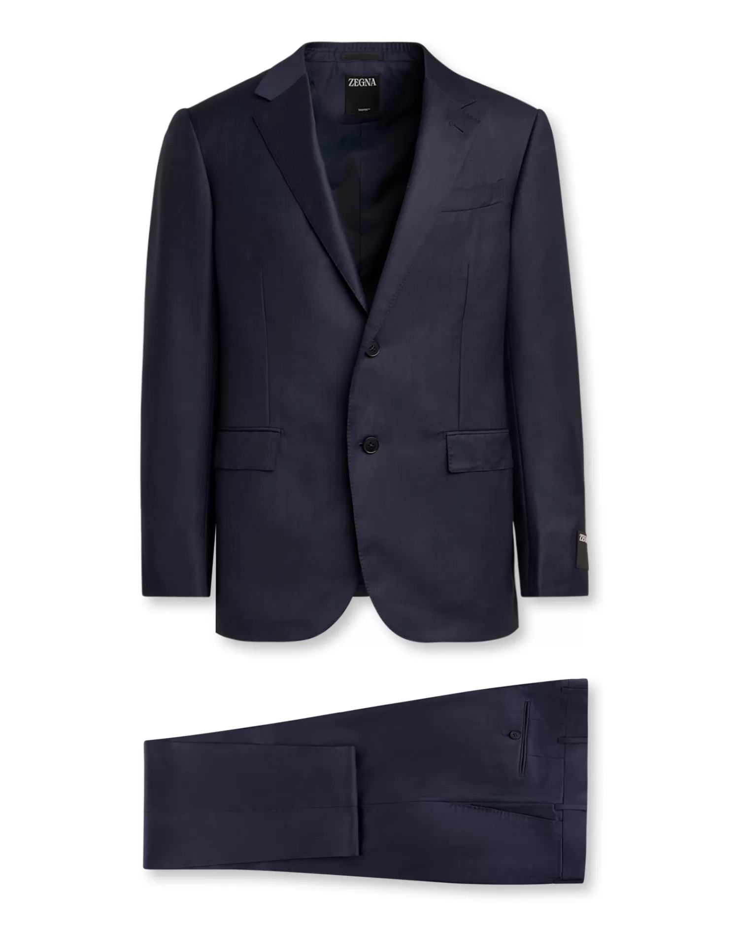 Zegna Blue Self Stripe Herringbone Trofeo Wool Suit^ Suiting