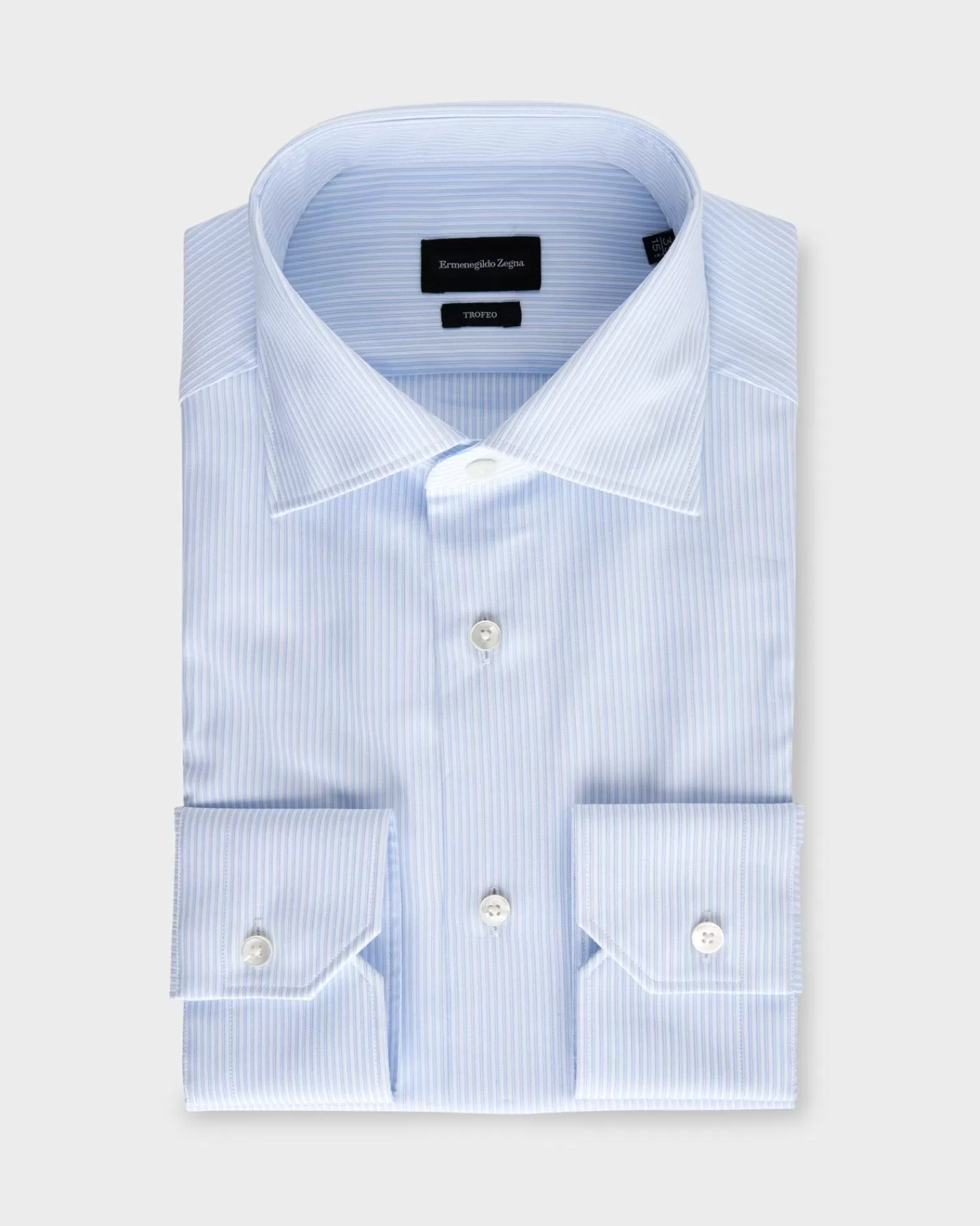 Ermenegildo Zegna Blue Stripe Trofeo Cotton Shirt^ Business Shirts