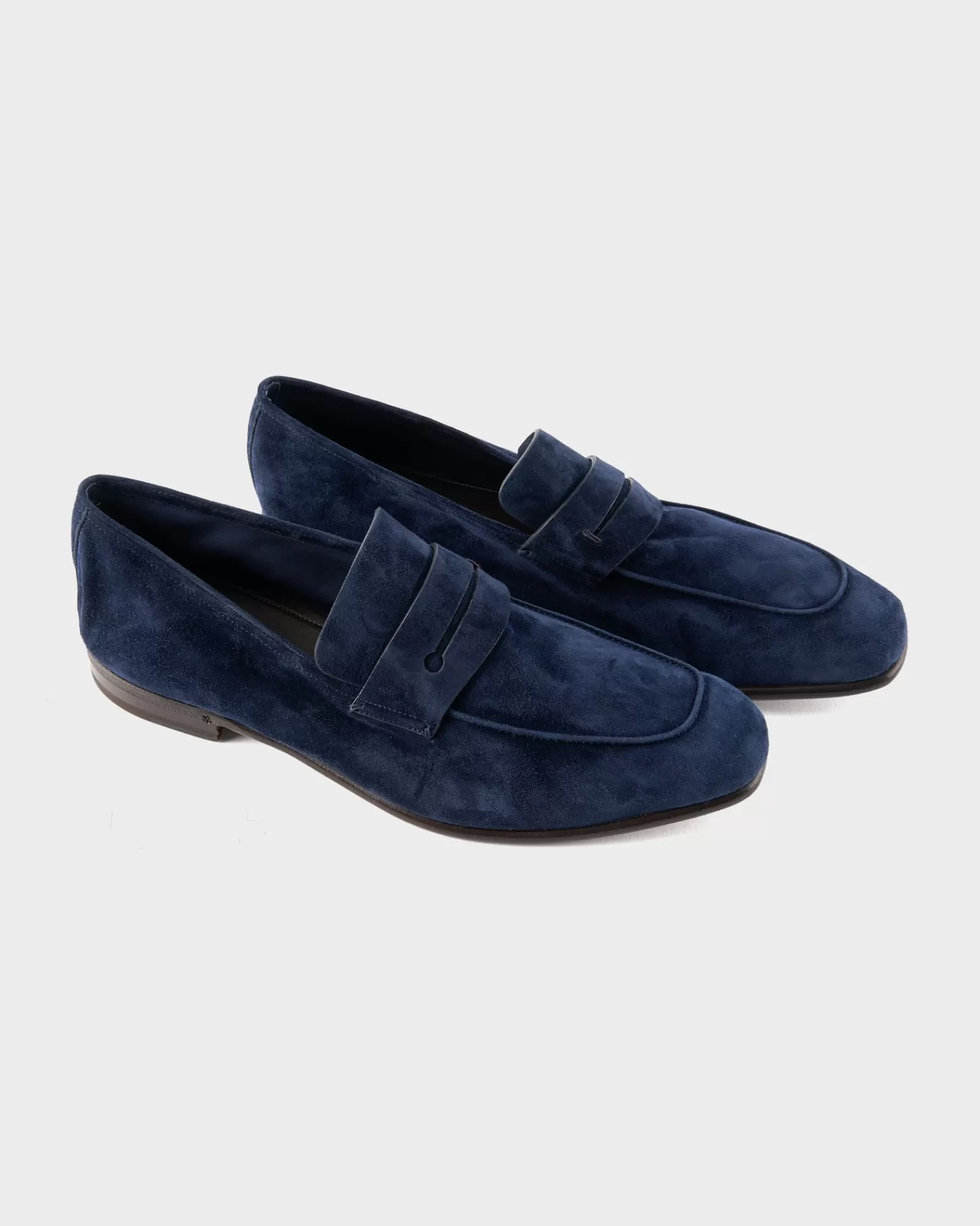 Ermenegildo Zegna Blue Suede L'Asola Moccasins^ Loafers