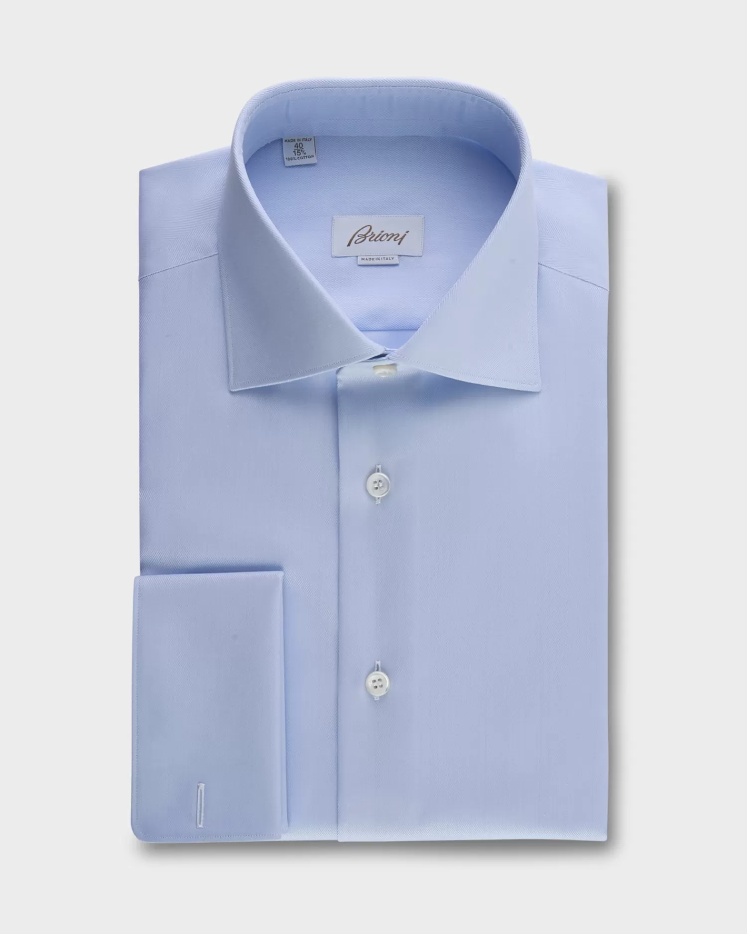 Brioni Blue Ventiquattro Cotton Twill French Cuff Shirt^ Business Shirts