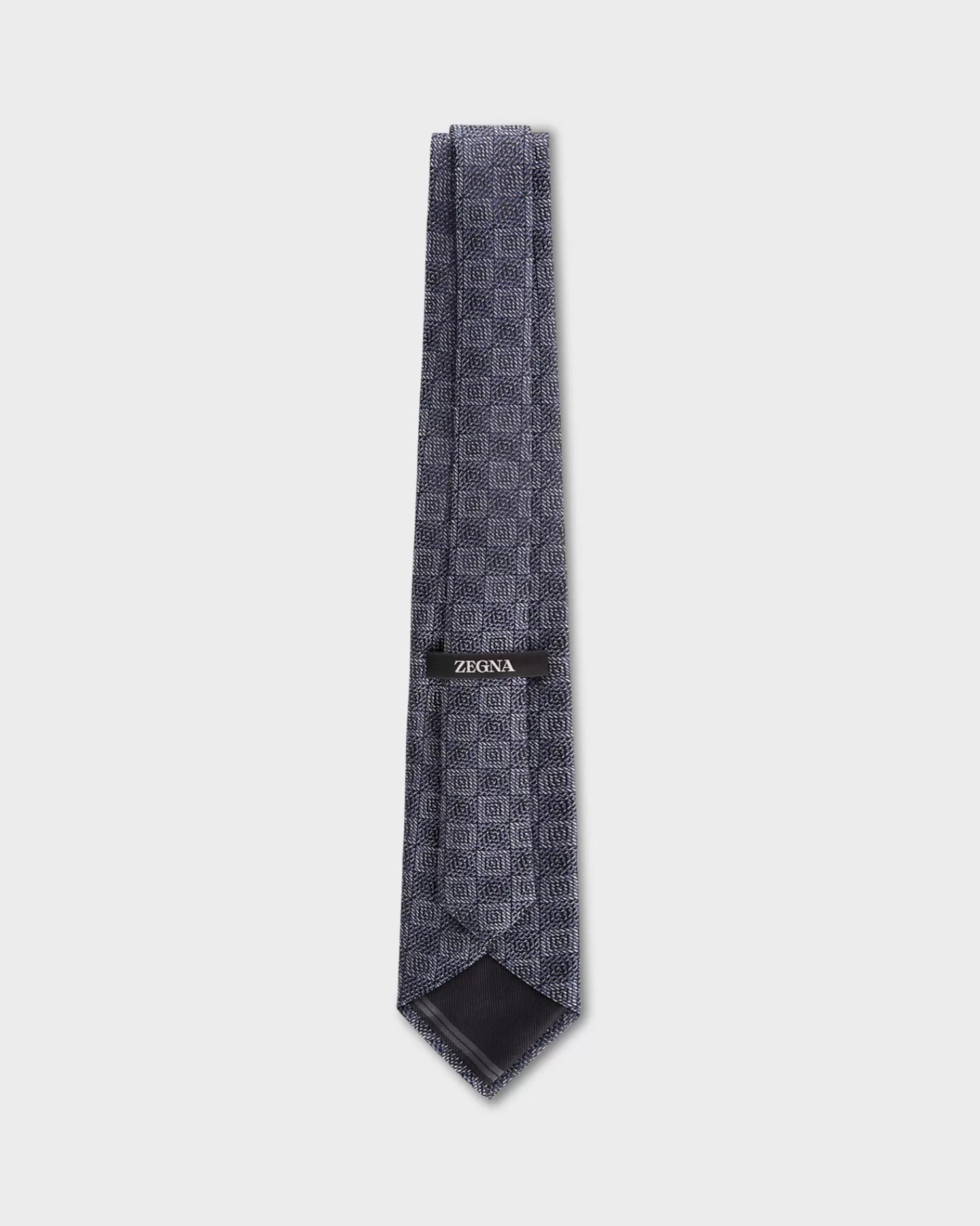 Zegna Blue White And Grey Square Pattern Tie^ Ties