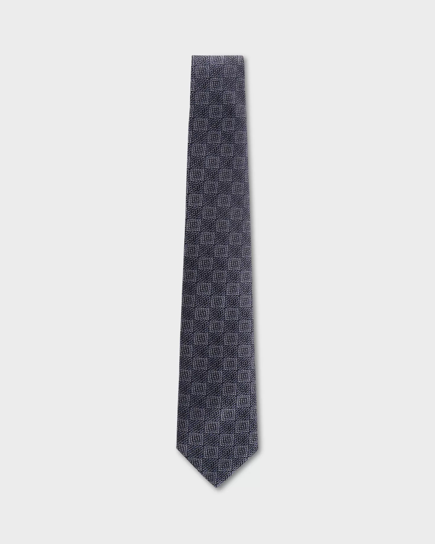 Zegna Blue White And Grey Square Pattern Tie^ Ties