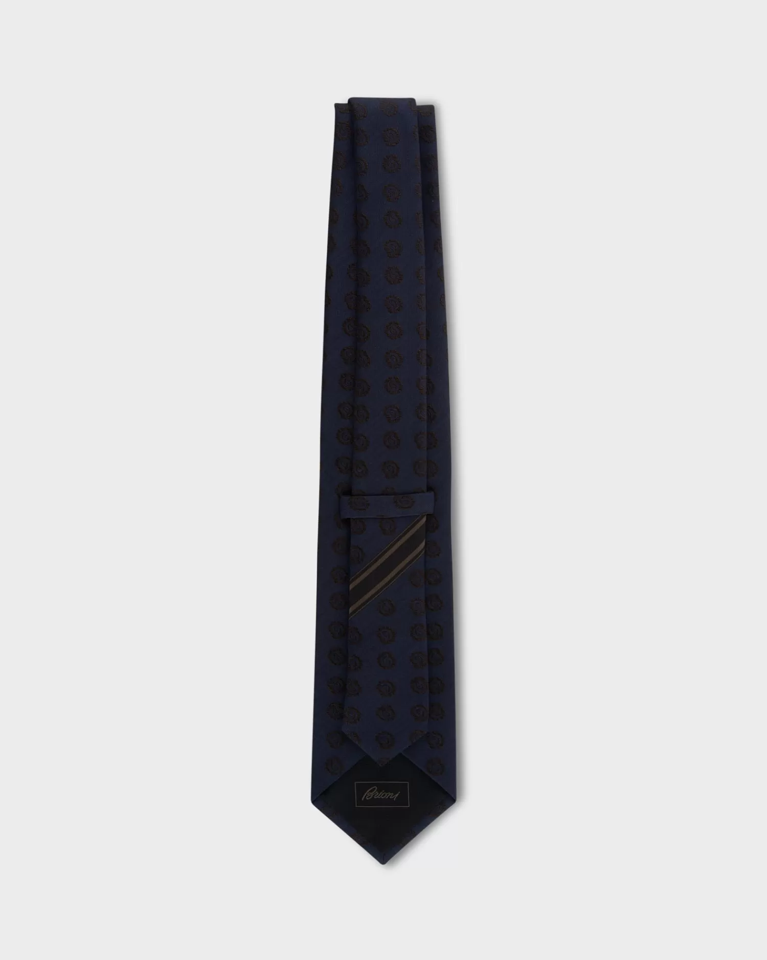 Brioni Blue With Brown Circular Paisley Pattern Silk Tie^ Ties