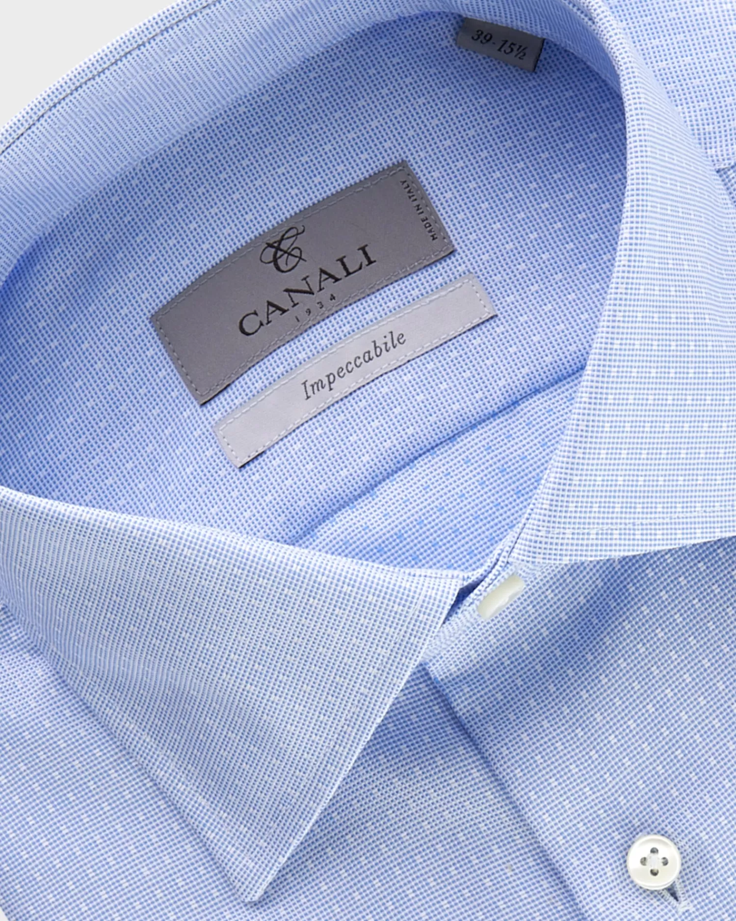 Canali Blue Woven Micro Pattern Impeccabile Cotton Shirt^ Business Shirts