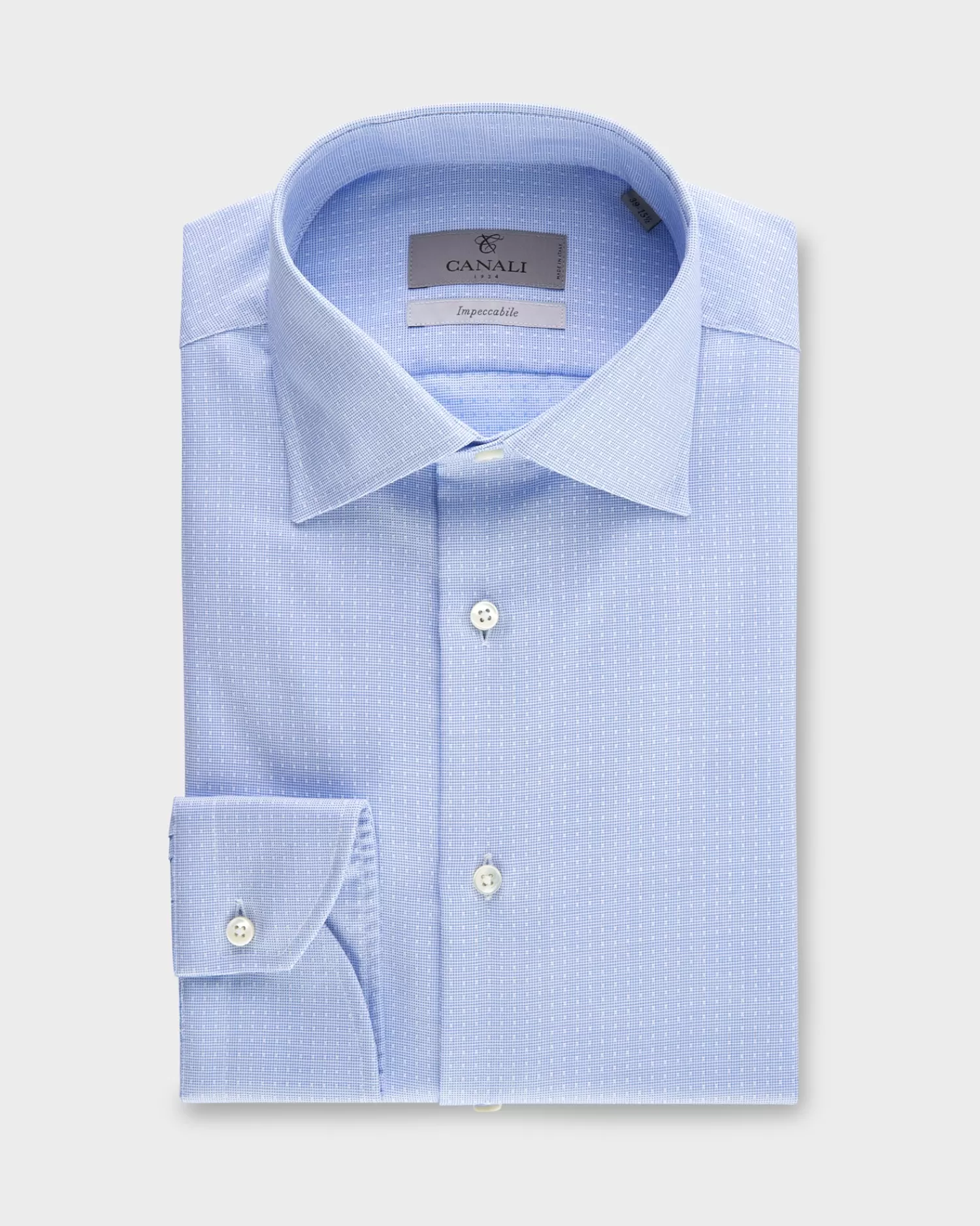 Canali Blue Woven Micro Pattern Impeccabile Cotton Shirt^ Business Shirts