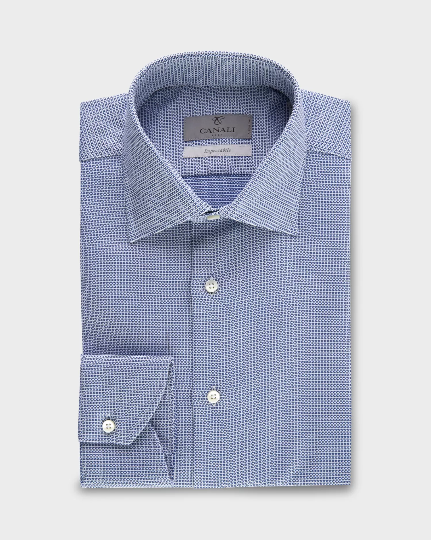 Canali Blue Woven Pattern Impeccabile Cotton Shirt^ Business Shirts