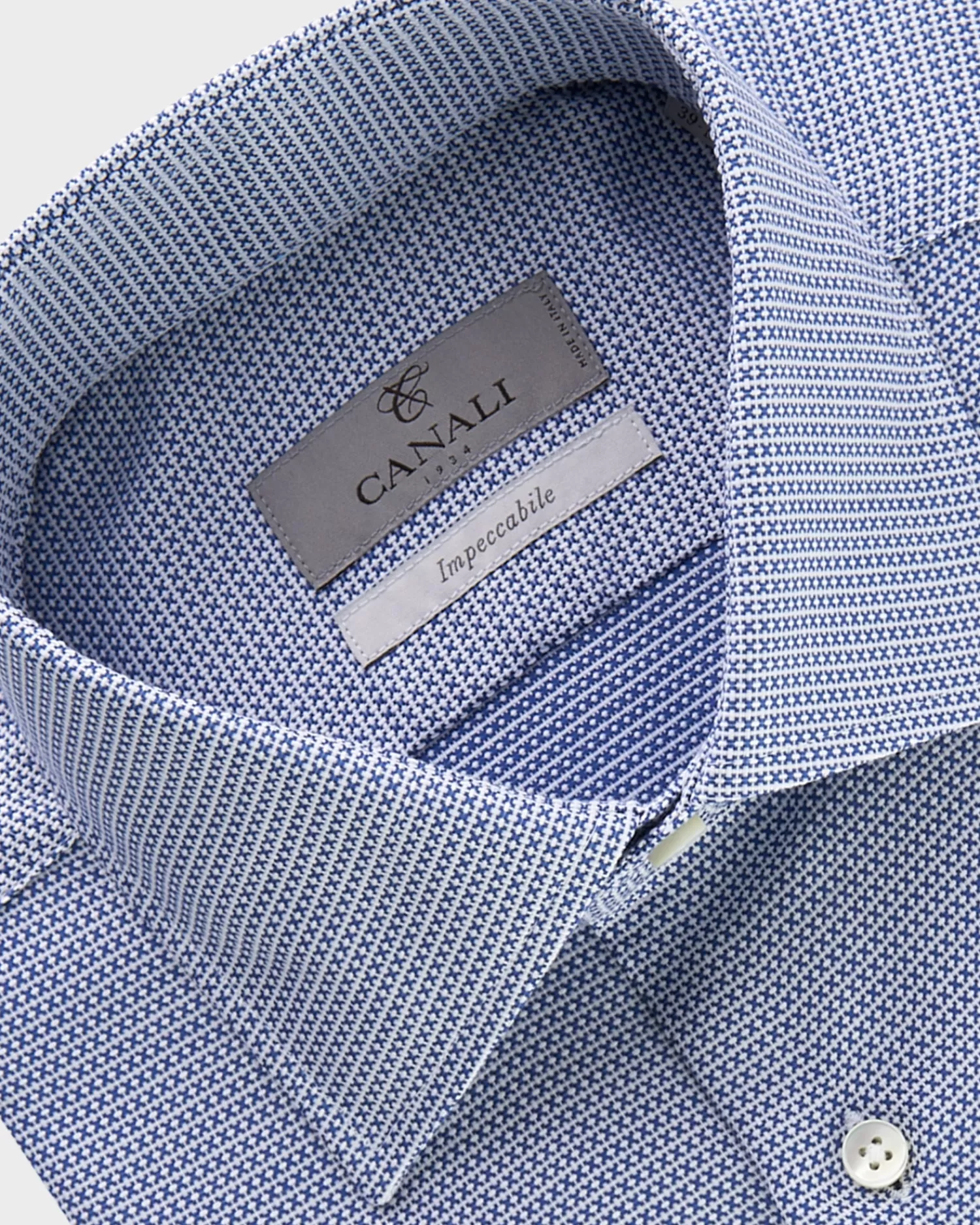 Canali Blue Woven Pattern Impeccabile Cotton Shirt^ Business Shirts