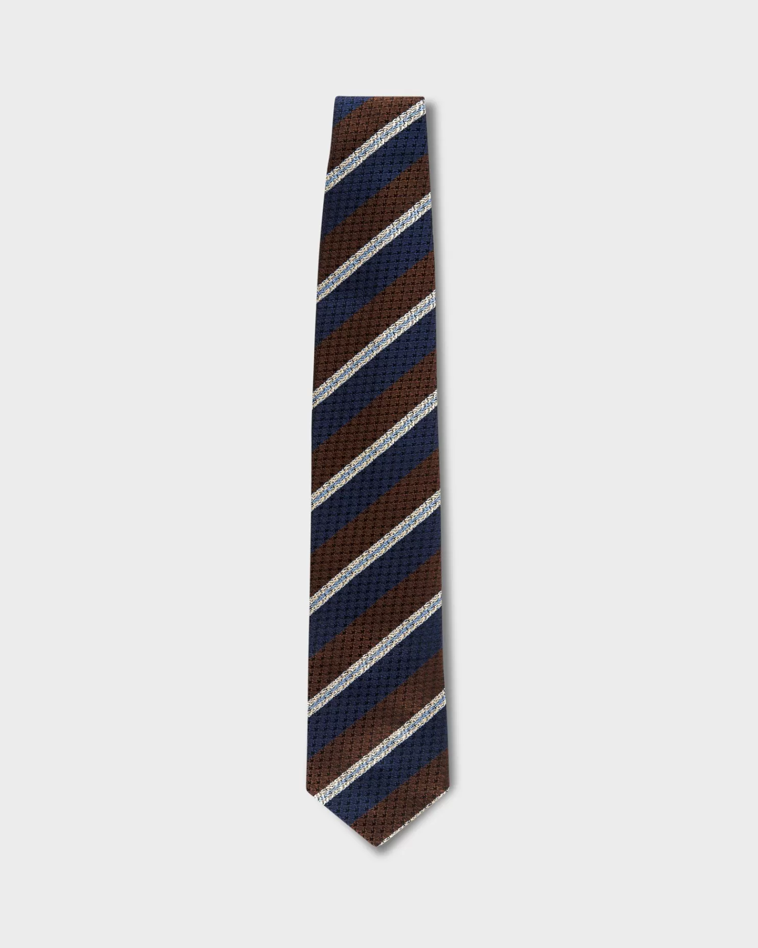 Zegna Brown And Navy Diagonal Pattern Silk Tie^ Ties