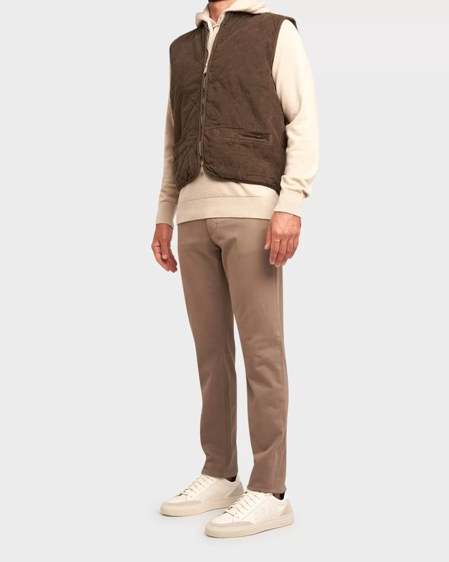 Crossley Brown Cotton Cord Vest^ Coats And Jackets