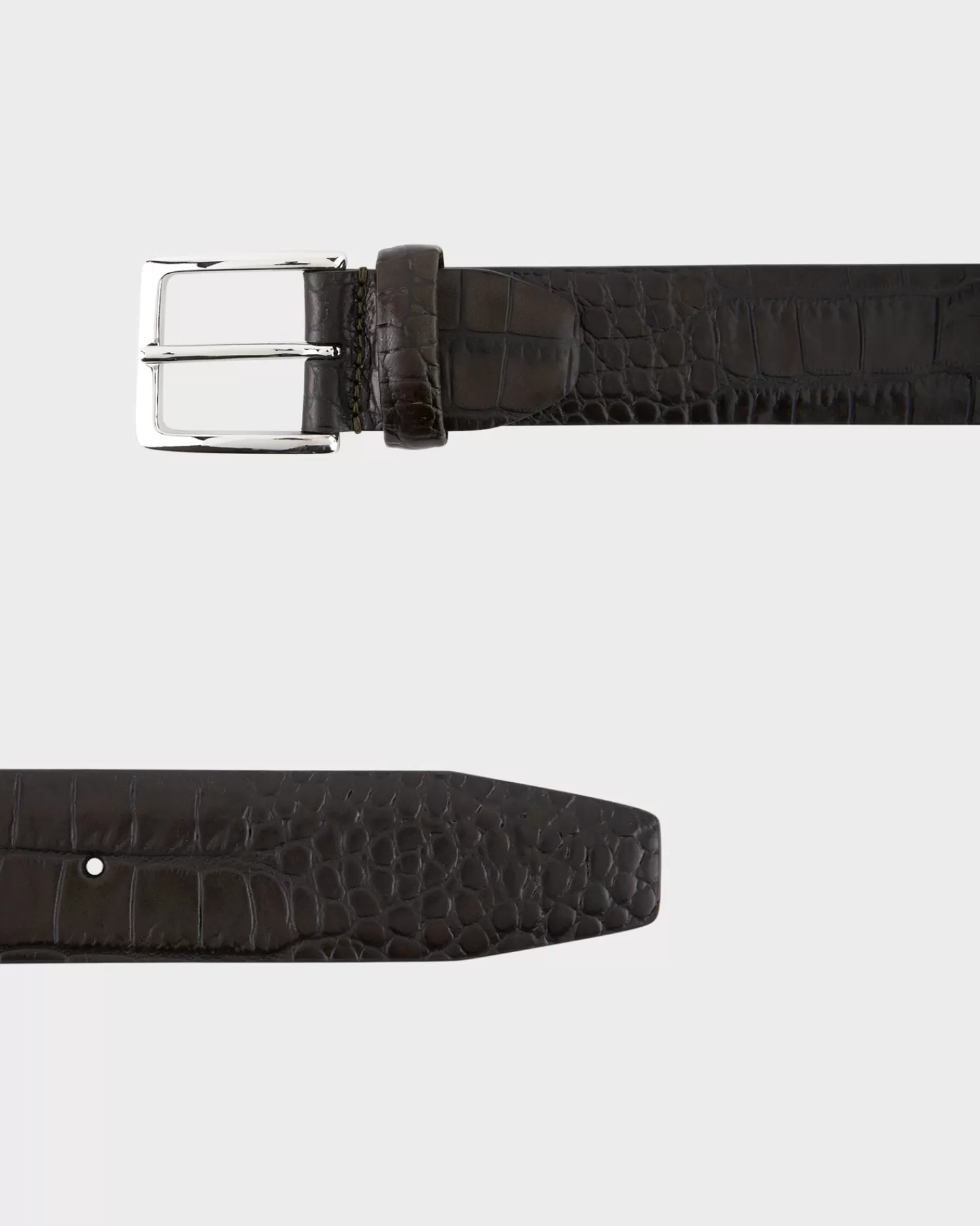 Andersons Brown Gloss Croc Effect Leather Belt^ Belts