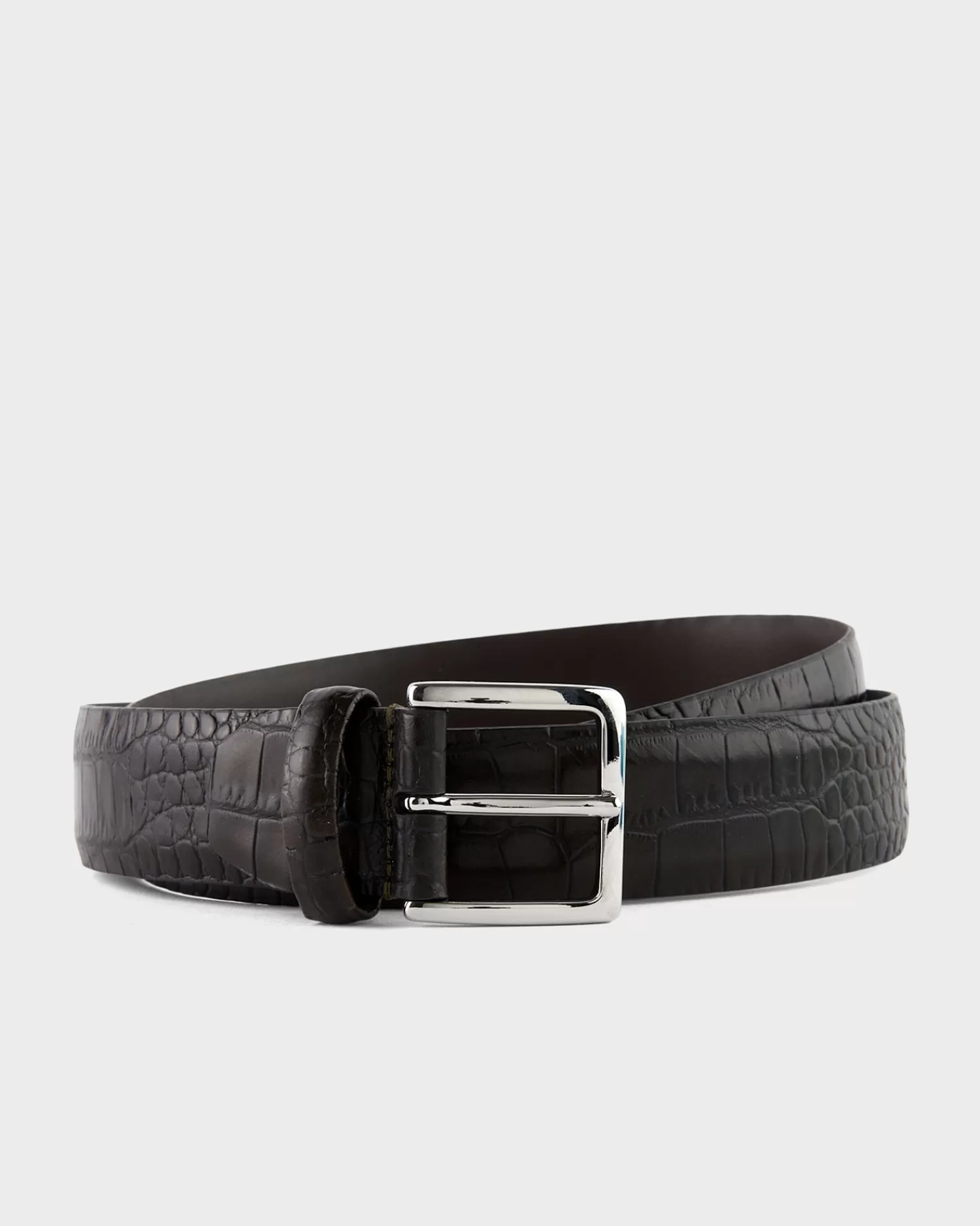 Andersons Brown Gloss Croc Effect Leather Belt^ Belts