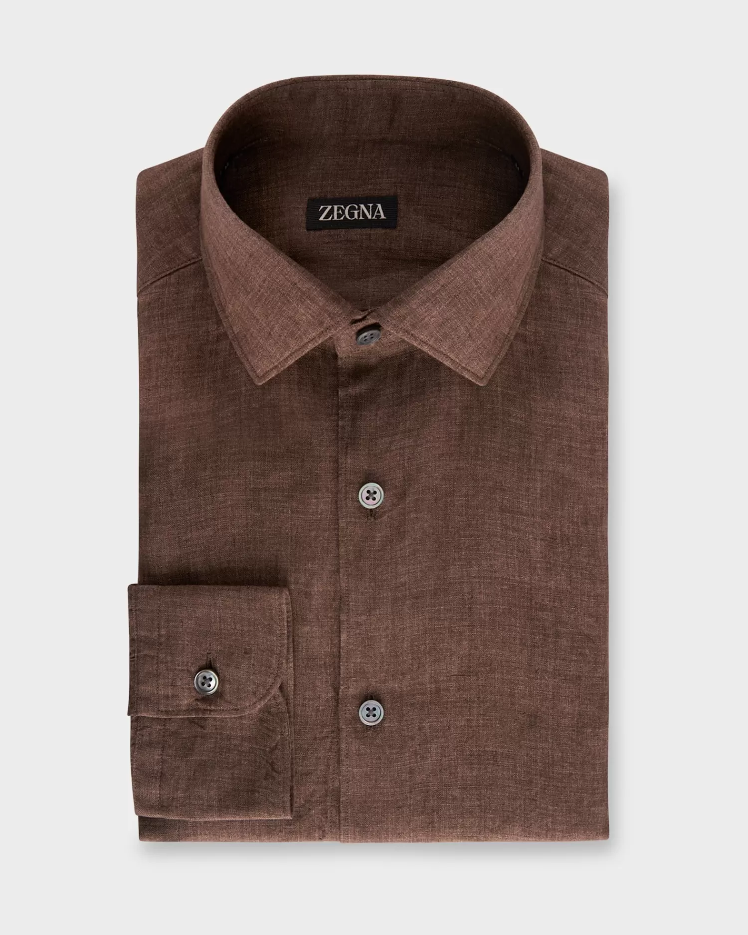 Zegna Brown Linen Shirt^ Casual Shirts