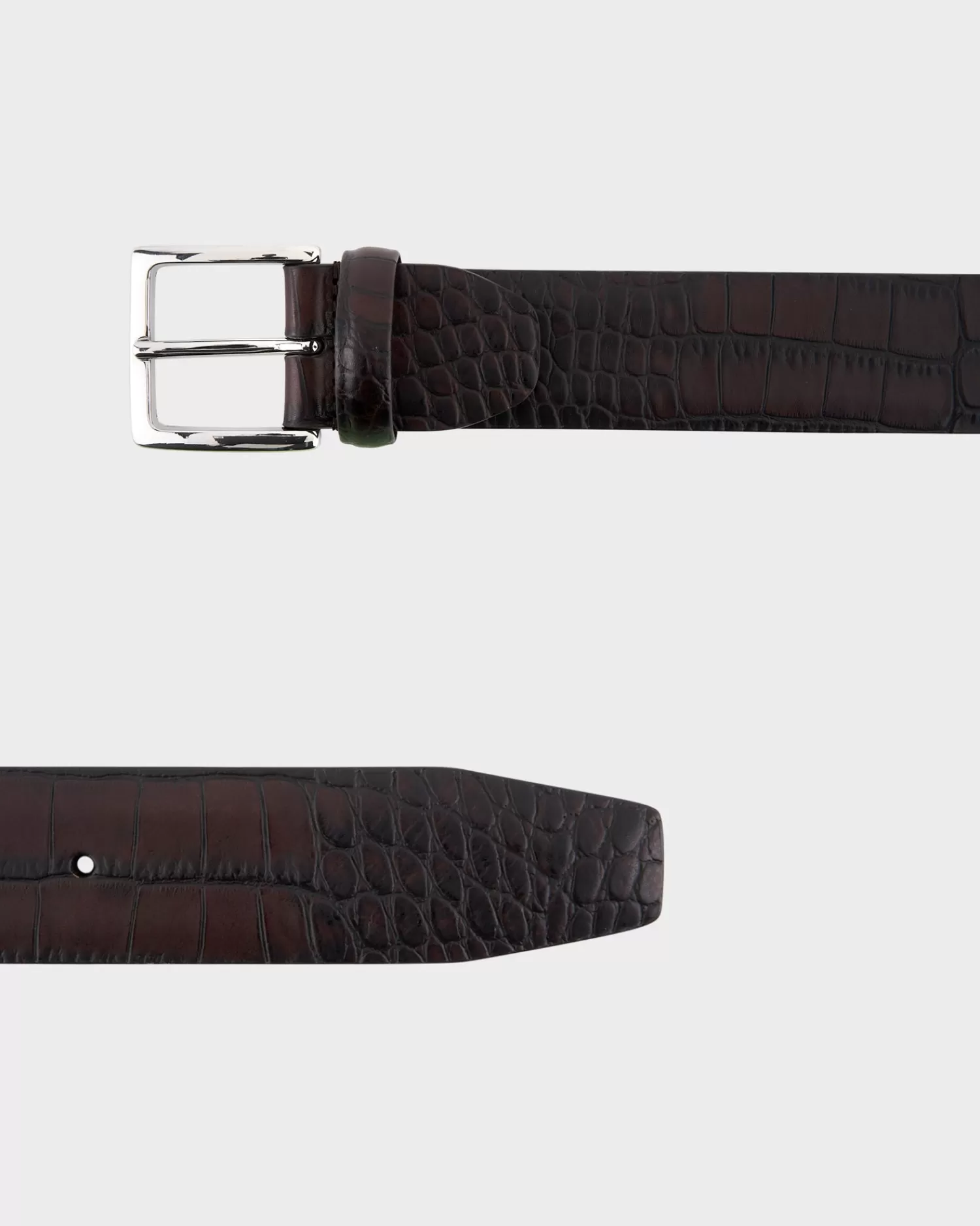 Andersons Brown Matt Croc Effect Leather Belt^ Belts