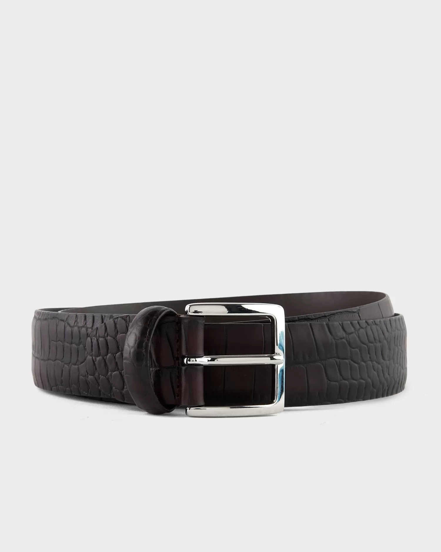 Andersons Brown Matt Croc Effect Leather Belt^ Belts