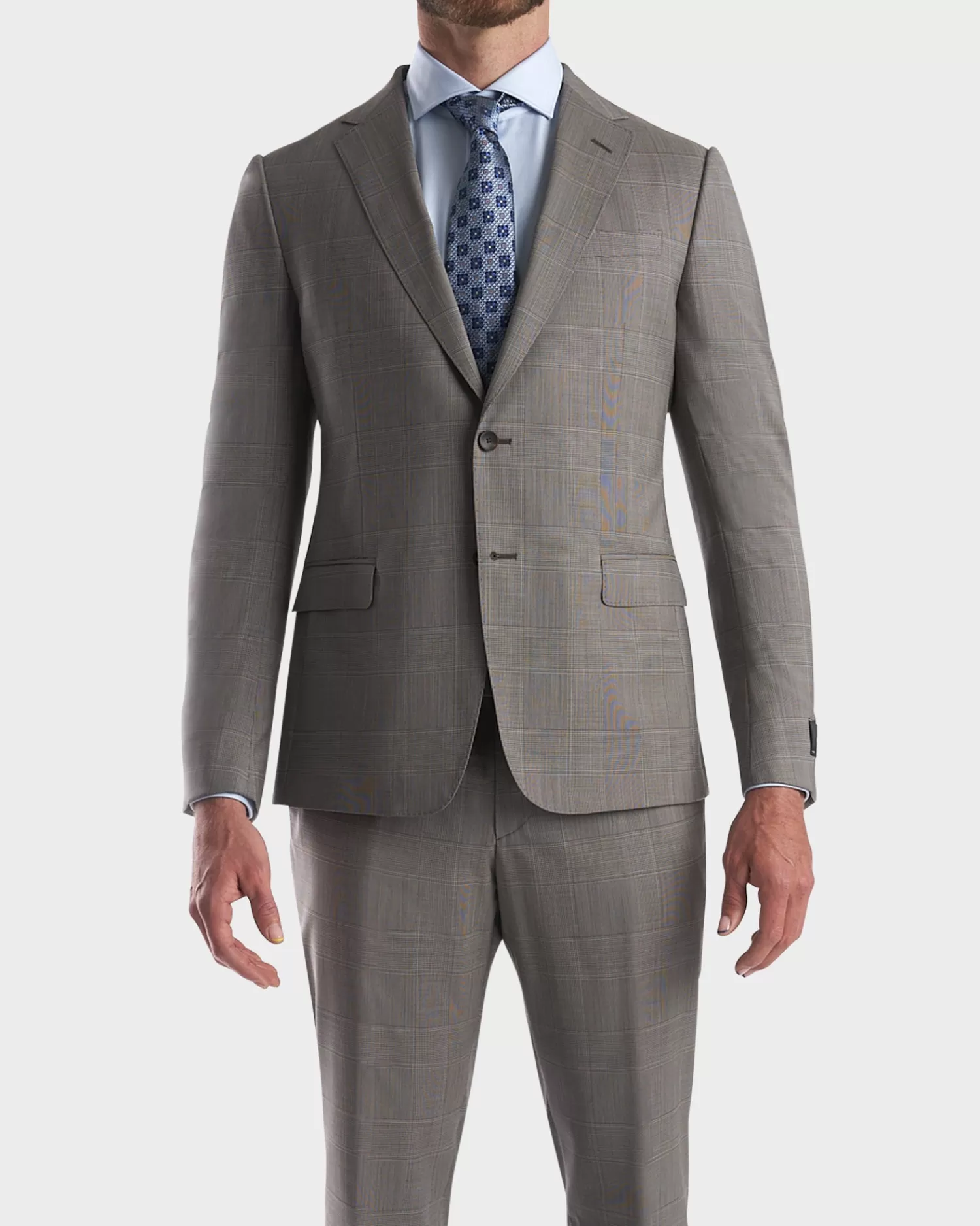 Z Zegna Brown Prince Of Wales Check Wool Suit^ Suiting