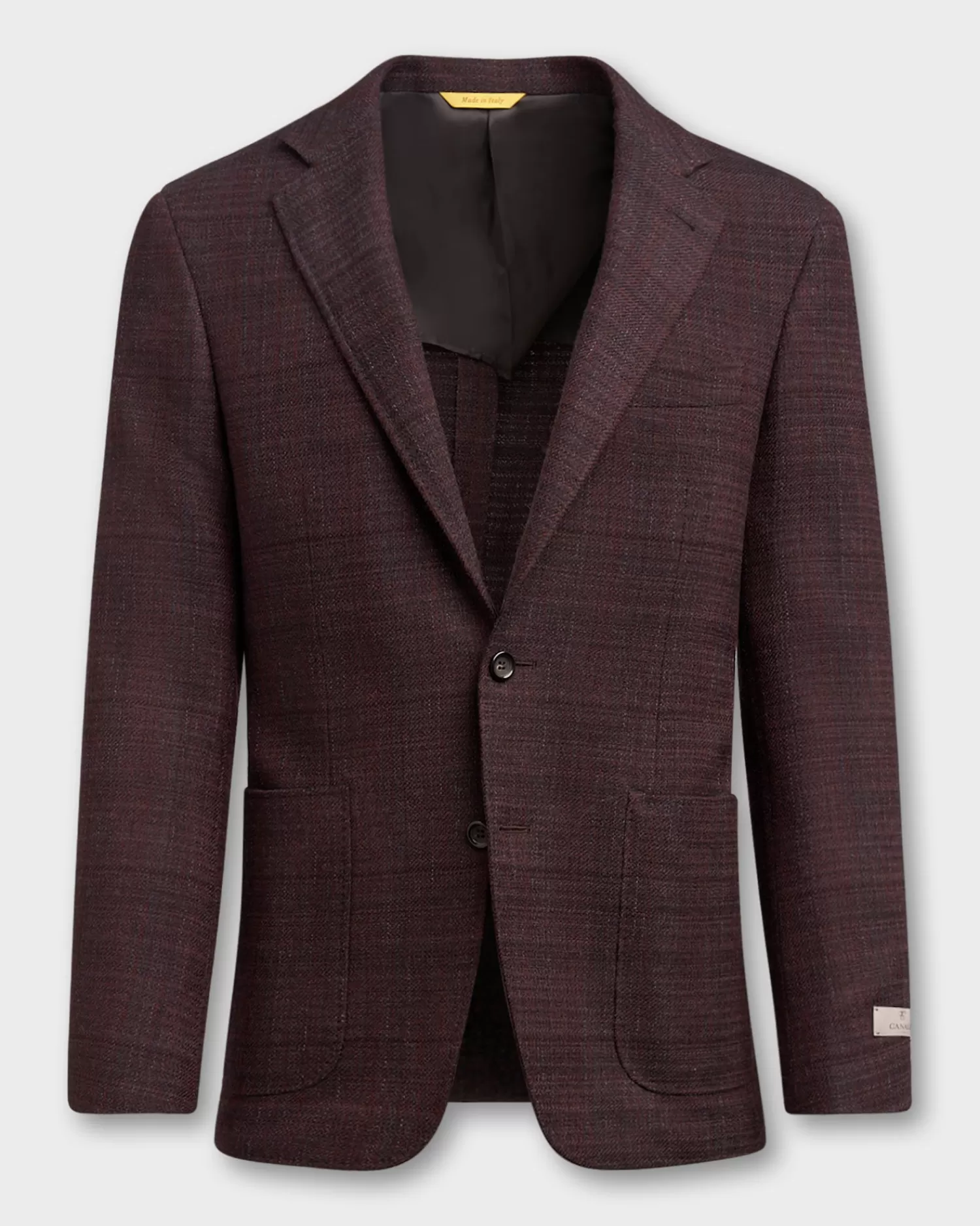 Canali Burgundy And Grey Wool Cashmere Stretch Kei Jacket^ Sports Jackets