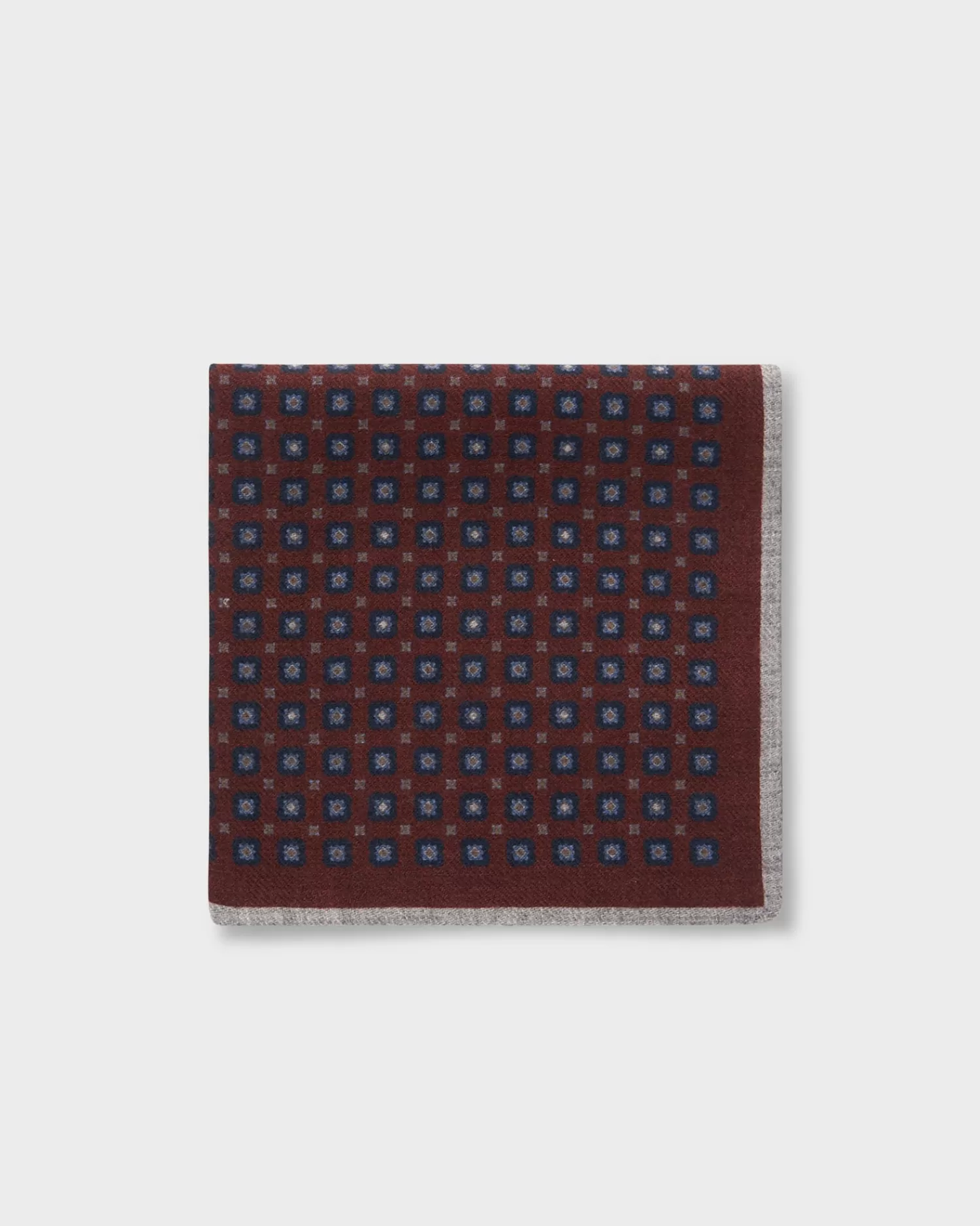 Altea Burgundy Geo Floral Wool Pocket Square^ Pocket Squares