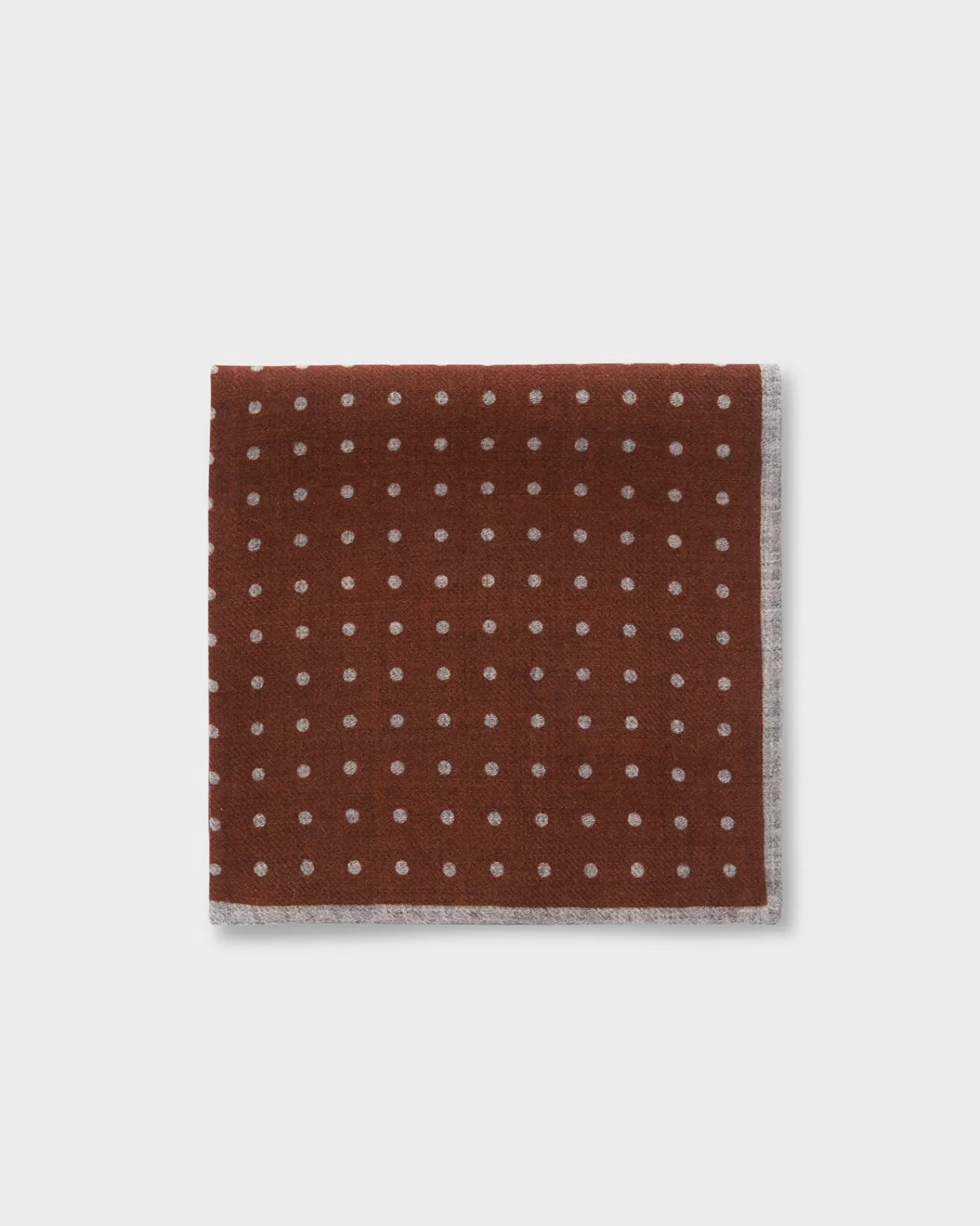 Altea Burn Orange Brown Polkadot Wool Pocket Square^ Pocket Squares