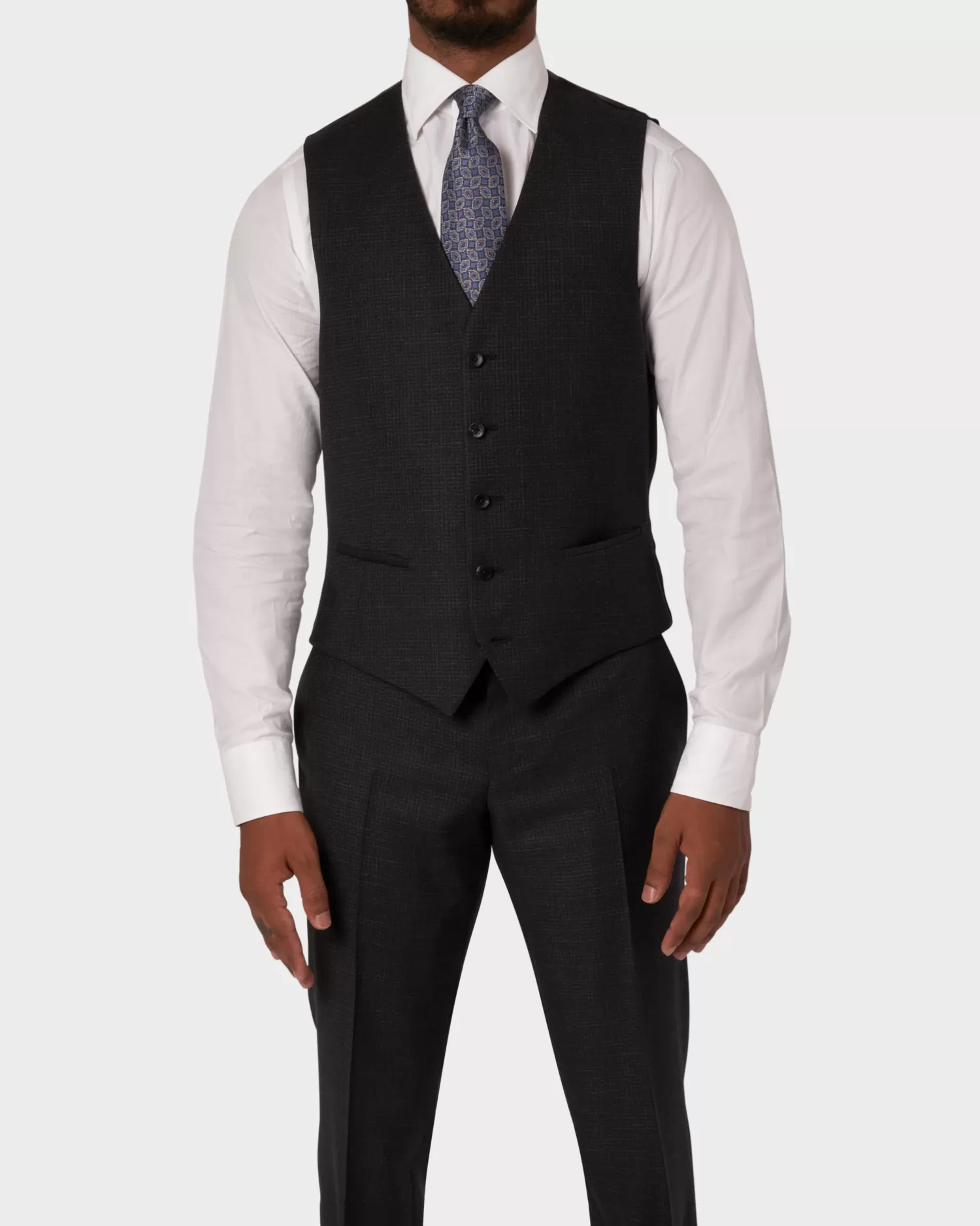 Z Zegna Charcoal Grey Soft Check Pattern Suit^ Suiting