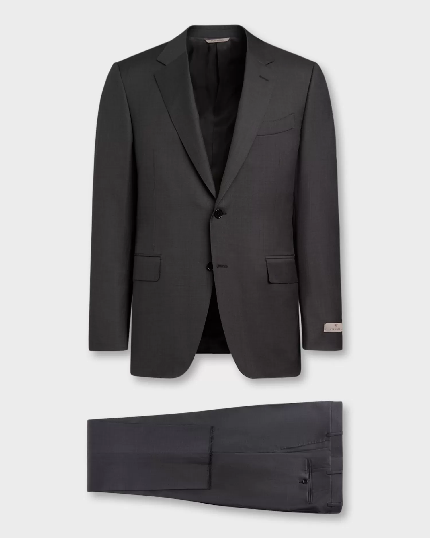 Canali Charcoal With Blue Micro Pattern Wool Suit^ Suiting