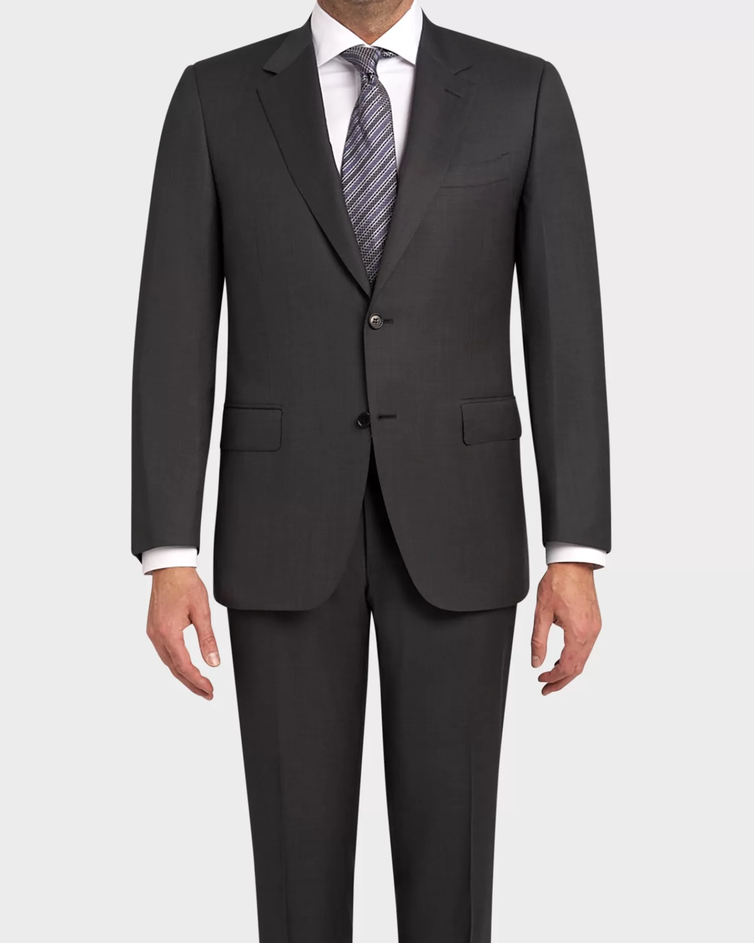 Canali Charcoal With Blue Micro Pattern Wool Suit^ Suiting