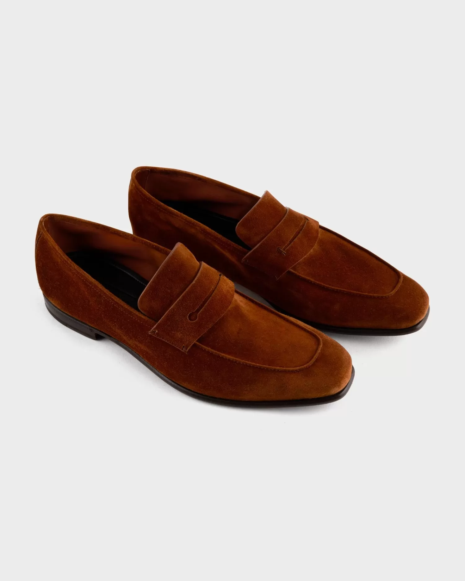 Ermenegildo Zegna Cognac Suede L'Asola Moccasin^ Loafers