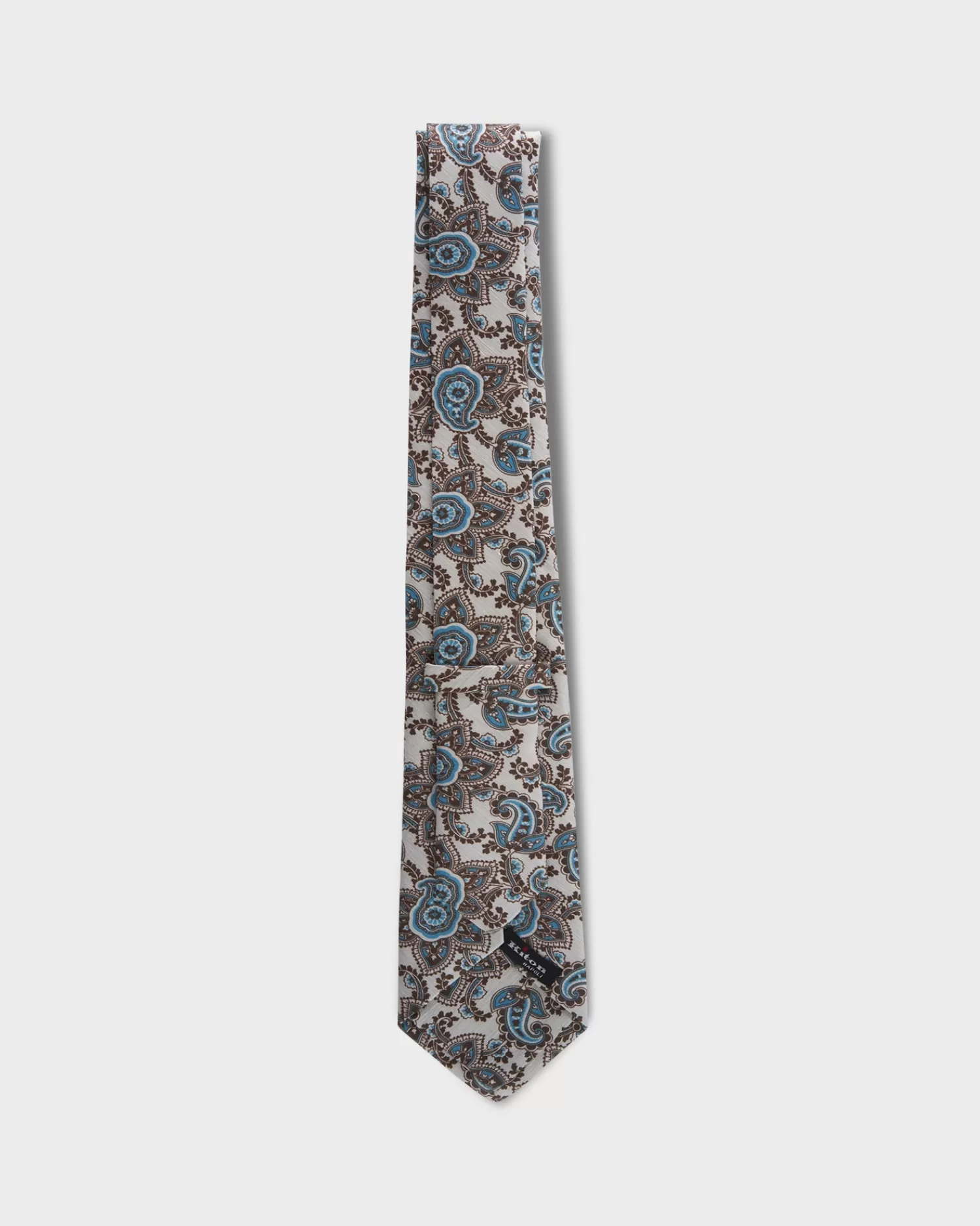 Kiton Cream Paisley Silk Linen Tie^ Ties