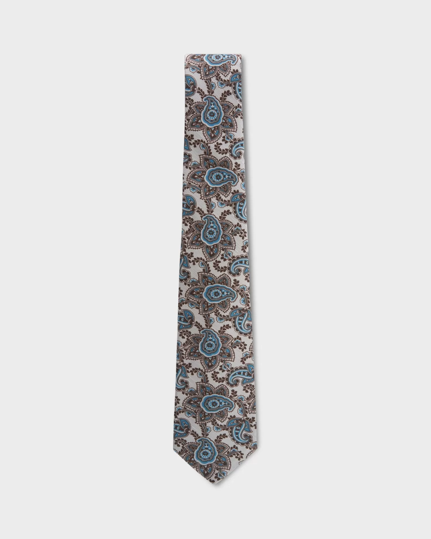 Kiton Cream Paisley Silk Linen Tie^ Ties