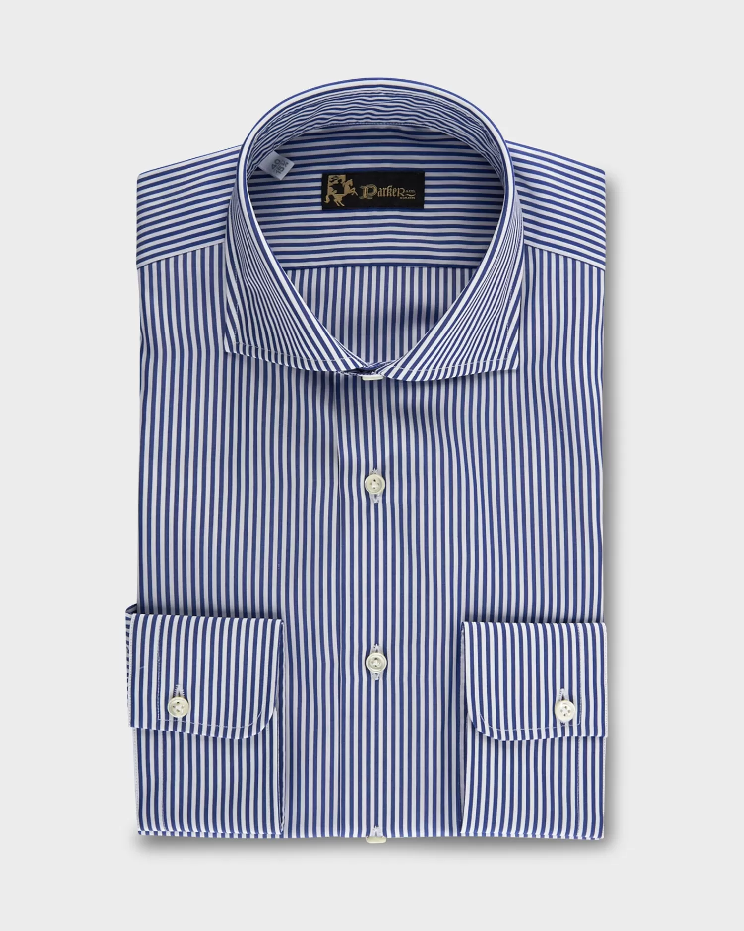 * Dark Blue And White Stripe Cotton Shirt^ Casual Shirts