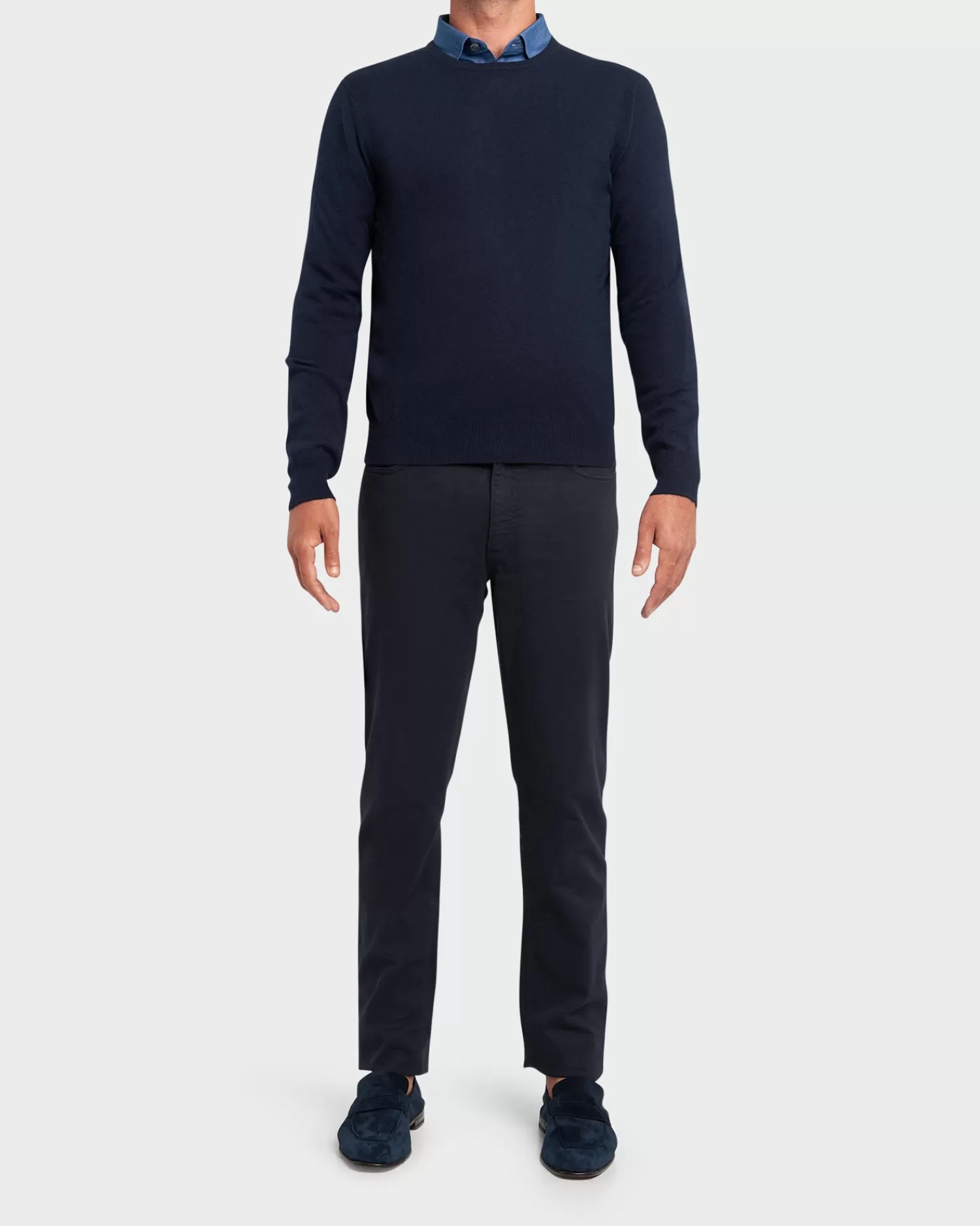 Gran Sasso Dark Blue Cashmere Crew Neck Sweater^ Knitwear