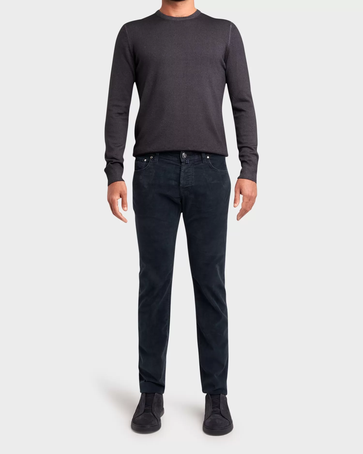 Jacob Cohen Dark Blue Cotton Corduroy Slim Fit Trousers^ Jeans