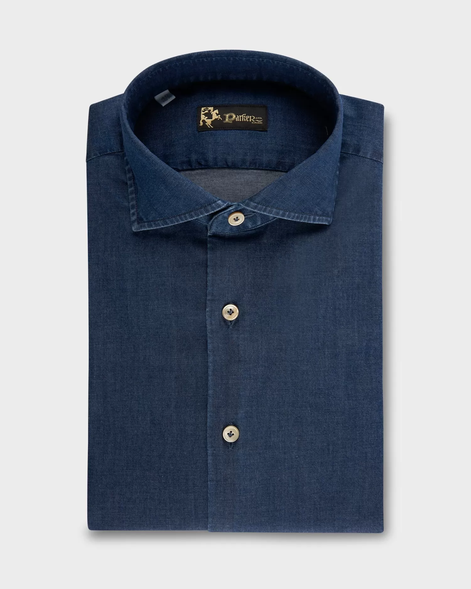 * Dark Blue Cotton Denim Shirt^ Casual Shirts