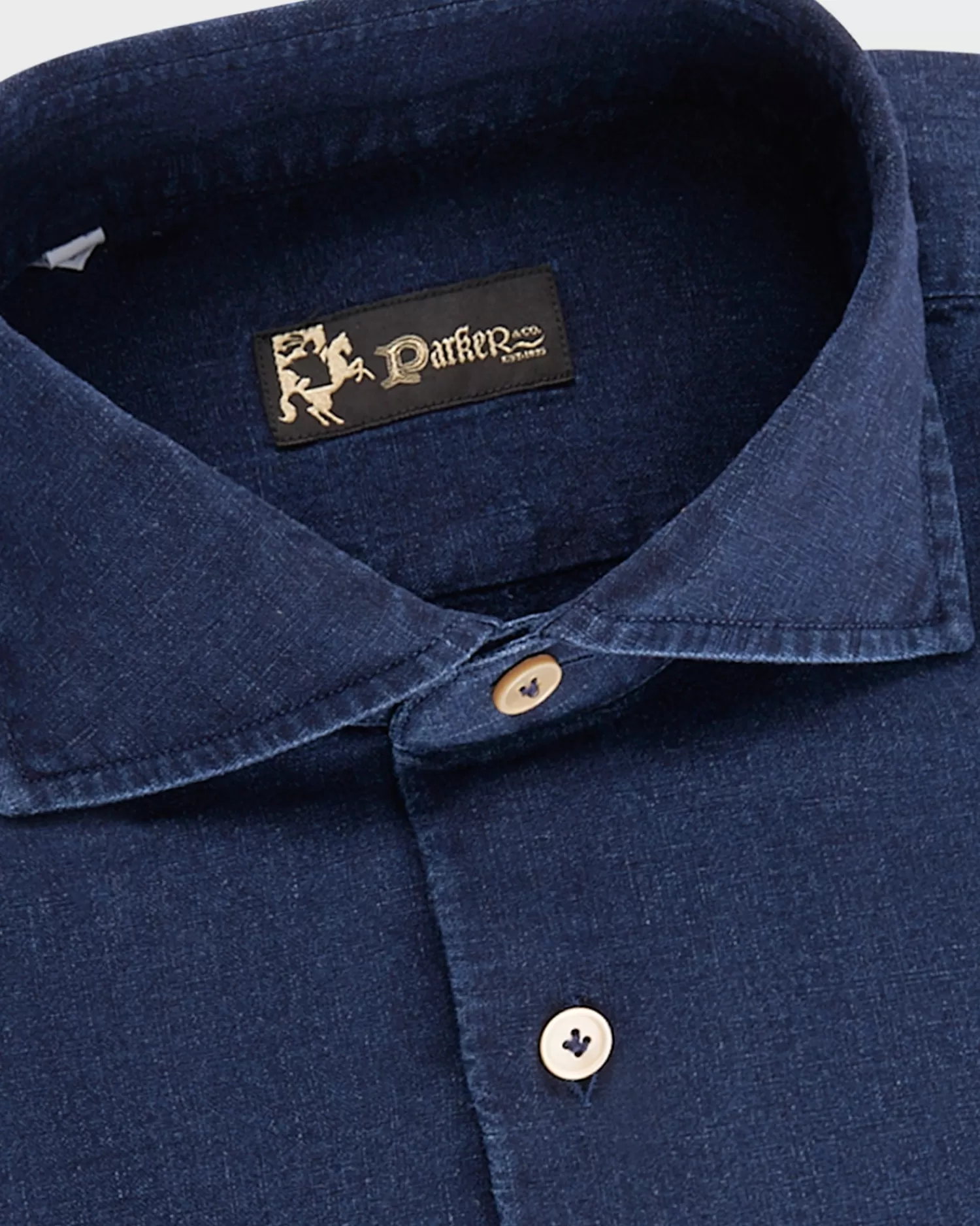 * Dark Blue Denim Linen Cotton Shirt^ Casual Shirts