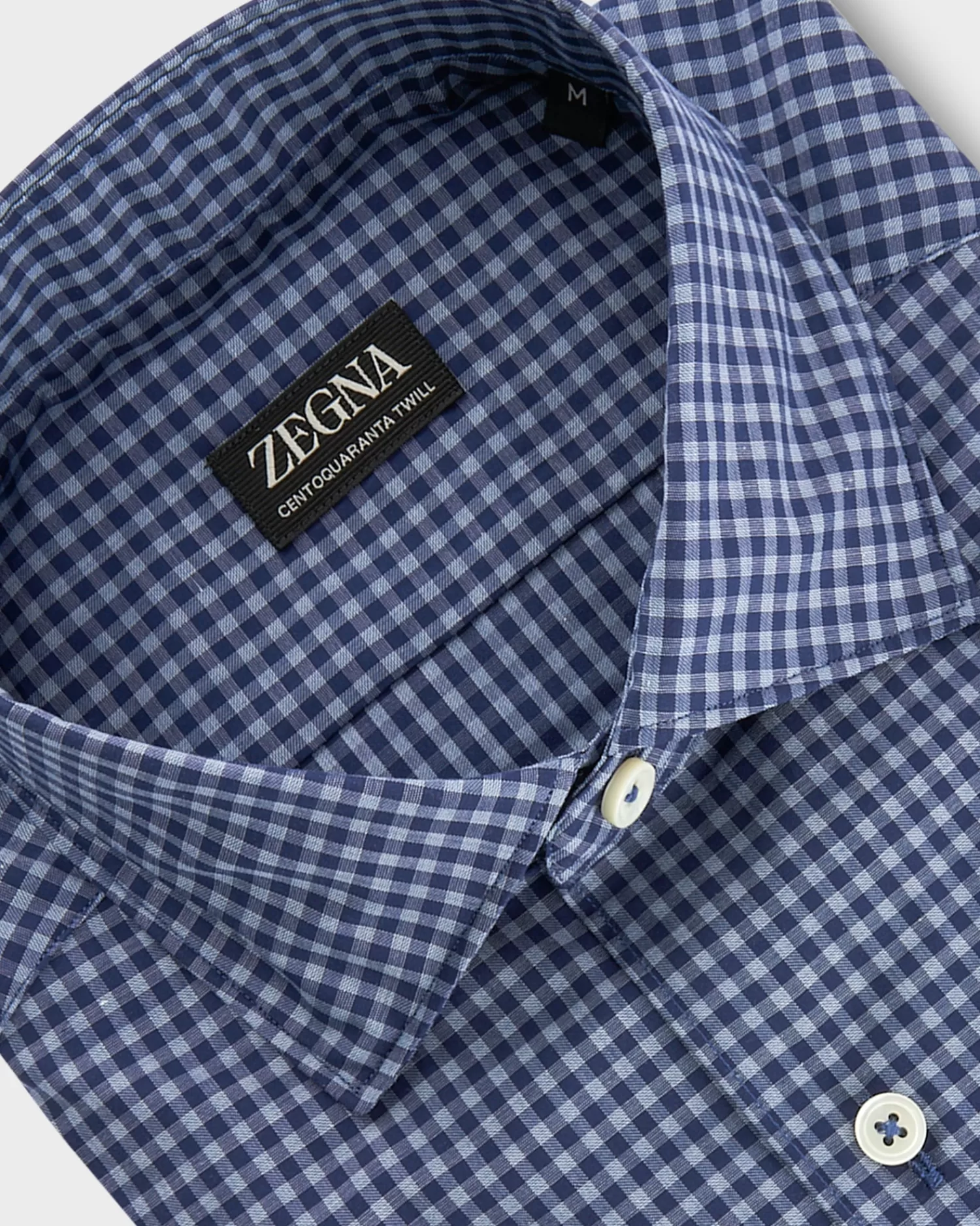 Zegna Dark Blue Gingham Check Centoquatra Twill Shirt^ Casual Shirts