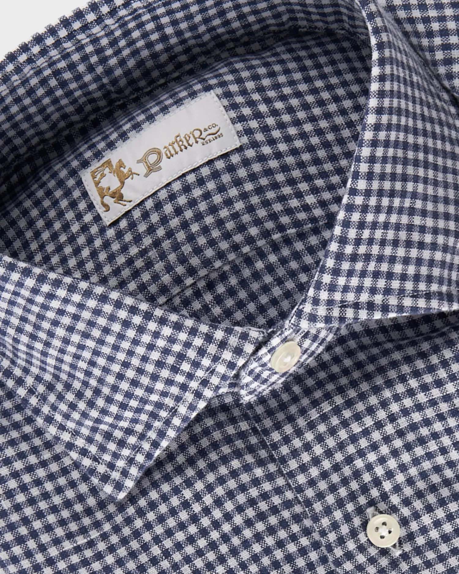 * Dark Blue Gingham Linen Shirt^ Casual Shirts