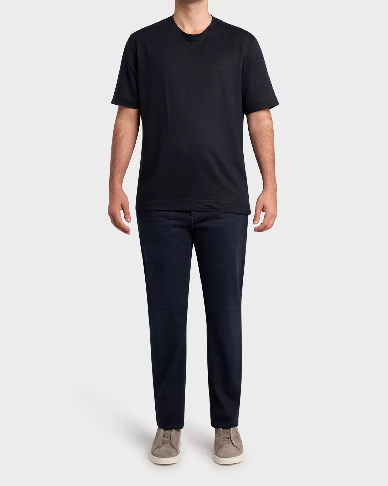 Zegna Dark Blue Linen Jersery T-Shirt^ T-Shirts