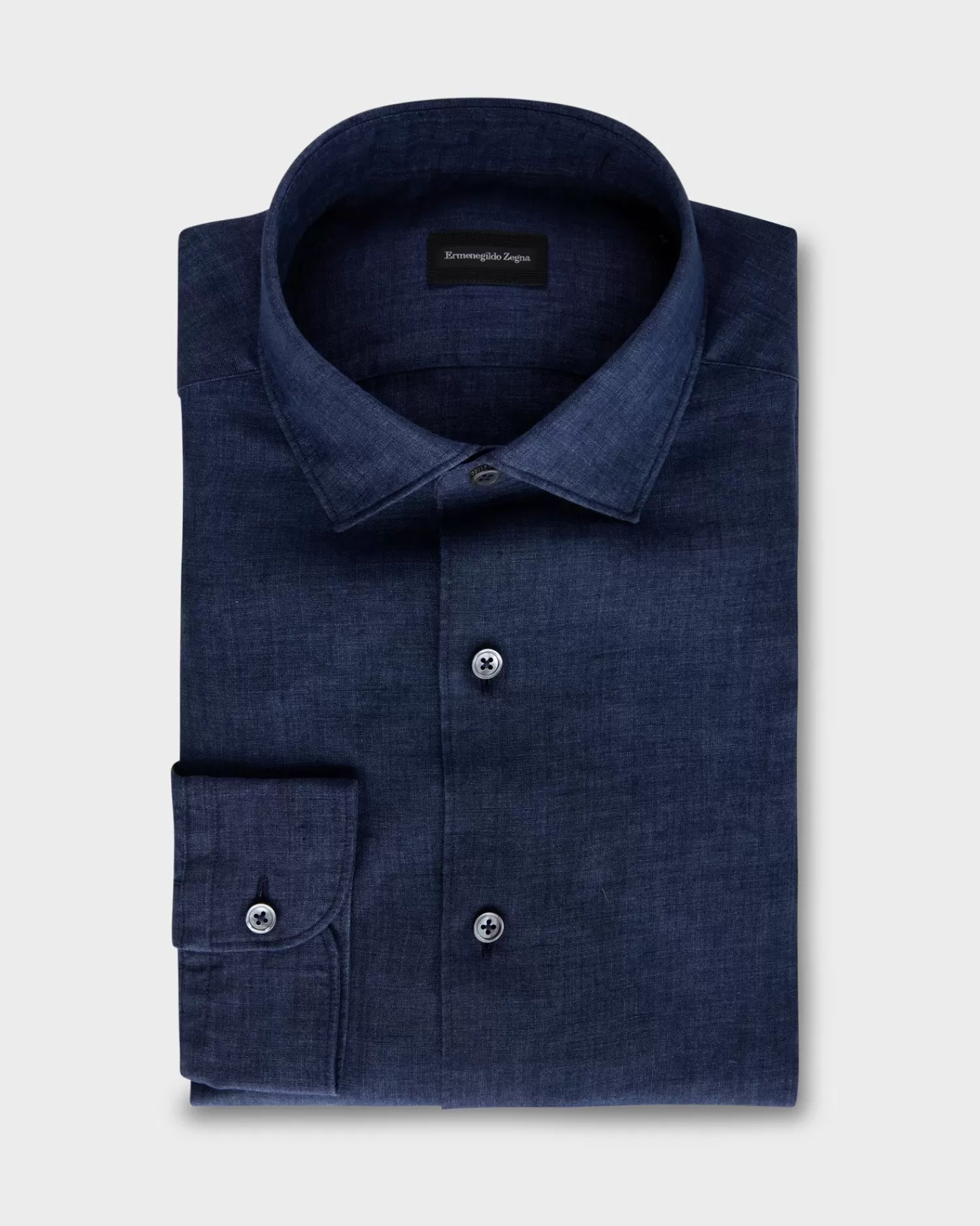 Ermenegildo Zegna Dark Blue Linen Shirt^ Casual Shirts