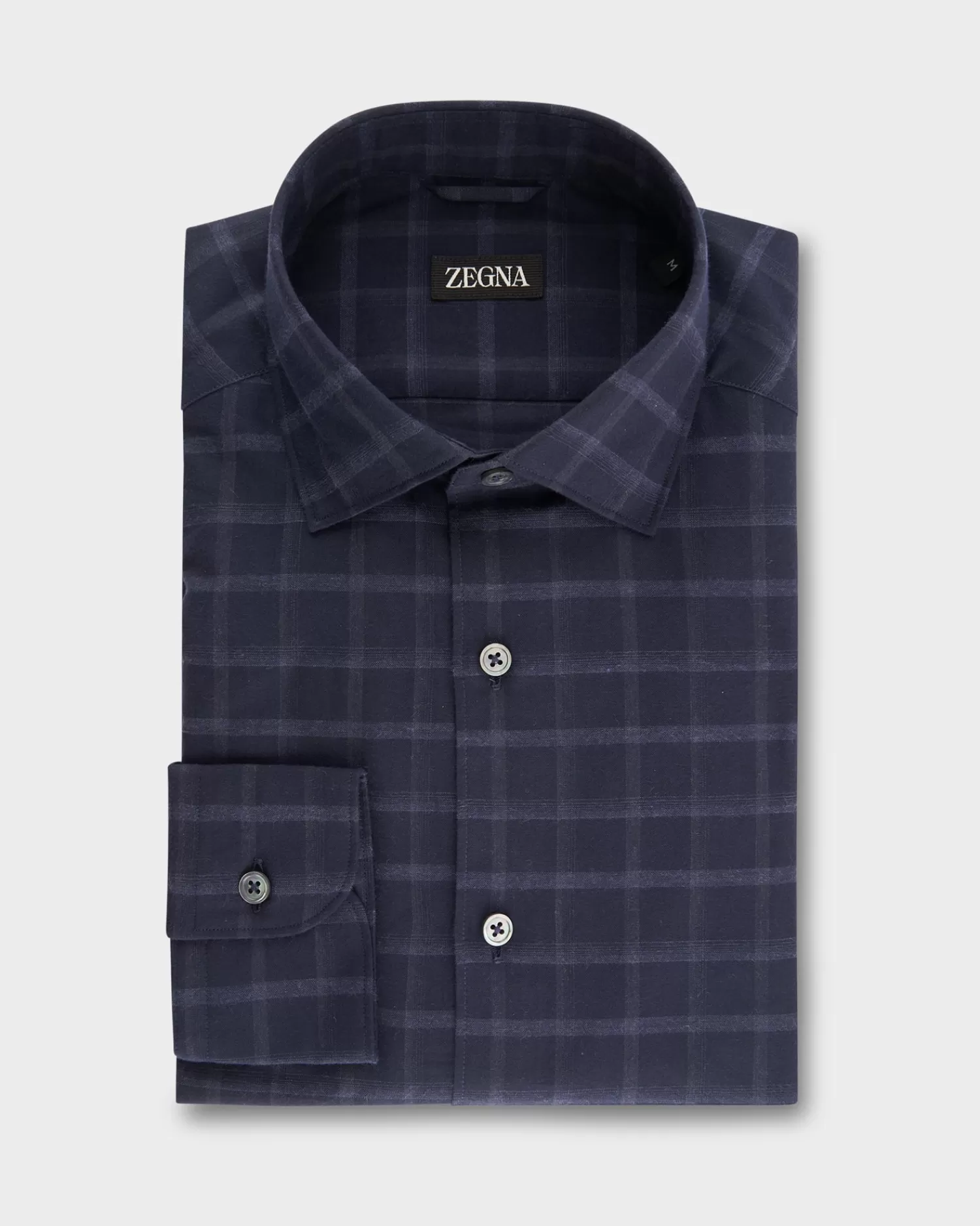 Zegna Dark Blue Macro Check Cotton Shirt^ Casual Shirts